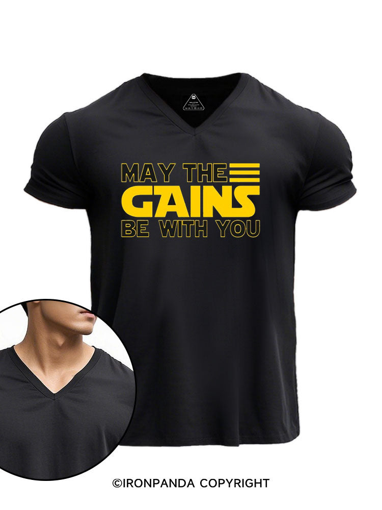 May the Gains Be with You V-neck Gym Shirt