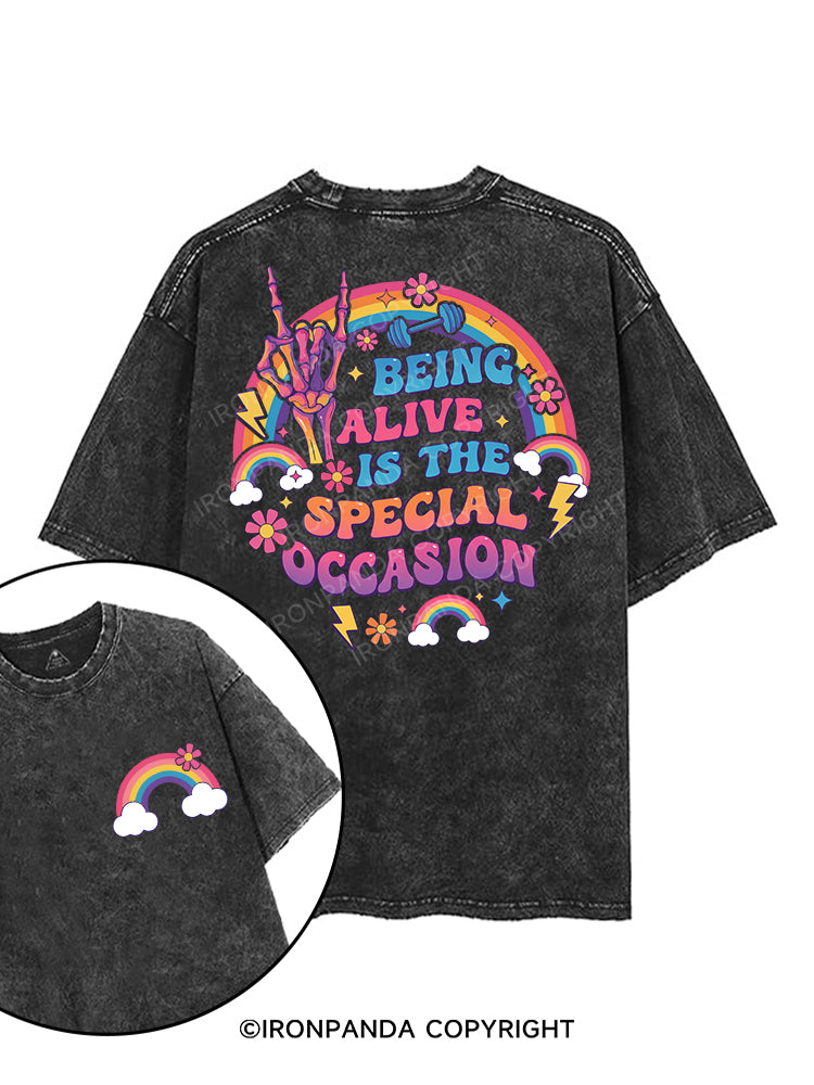 BEING ALIVE IS THE SPECIAL OCCASION printed Gym Shirt