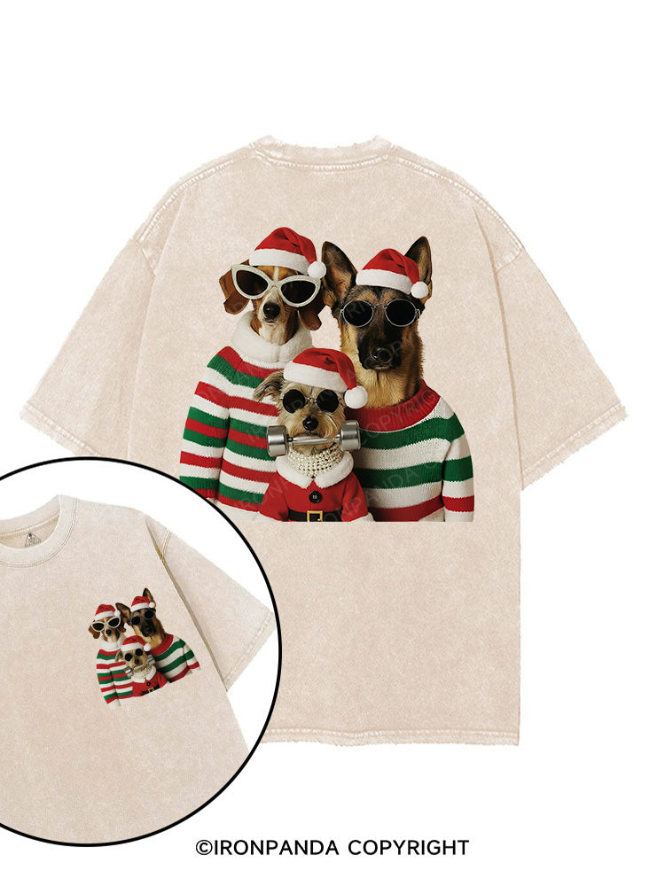 Santa’s Stylish Pups printed Gym Shirt
