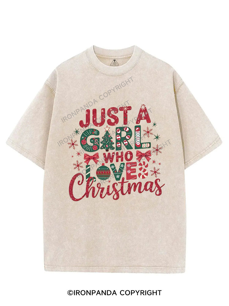 JUST A GIRL WHO LOVES CHRISTMAS VINTAGE GYM SHIRT