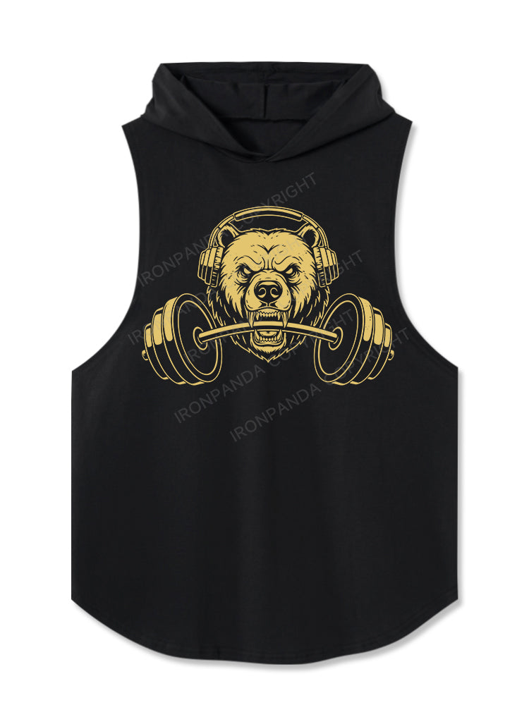 Barbell Bear Hooded Tank