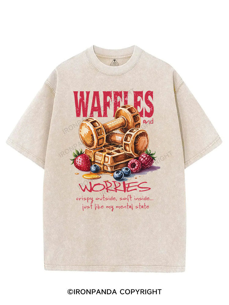 WAFFLES AND WORRIES VINTAGE GYM SHIRT