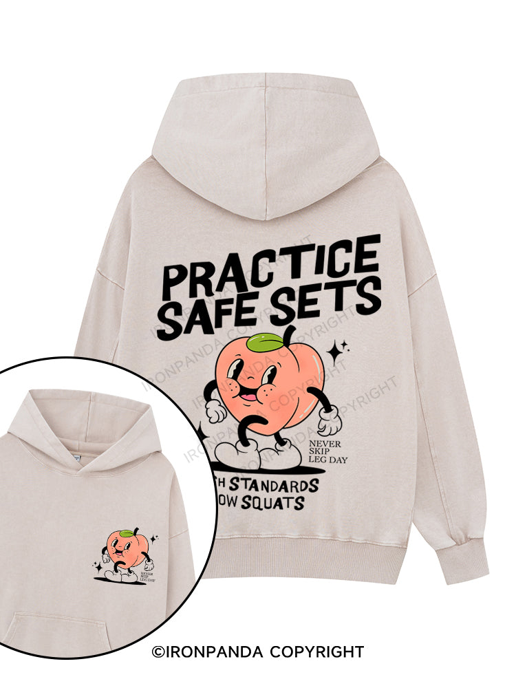 Practice Safe Sets Printed Washed Gym Hoodie