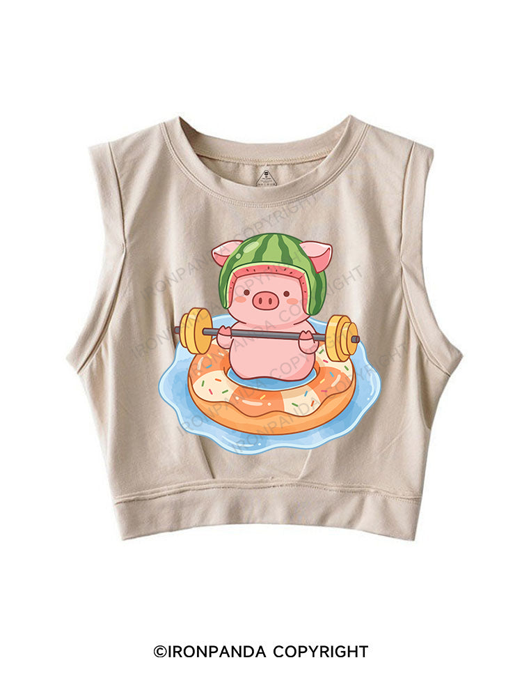 Watermelon Piggy SLEEVELESS CROP TOPS