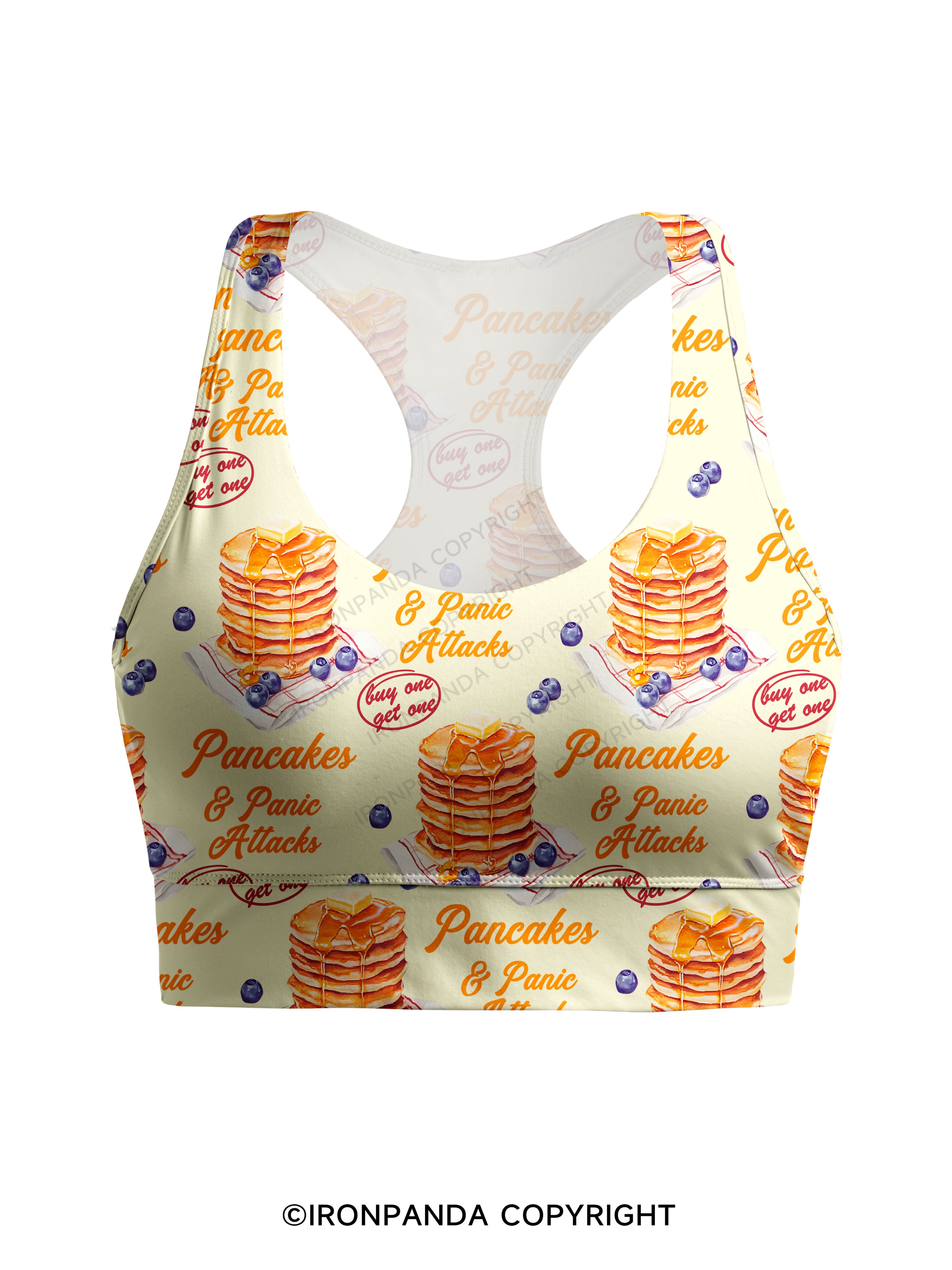 Pancakes & Panic Attacks Racerback Sports Bra