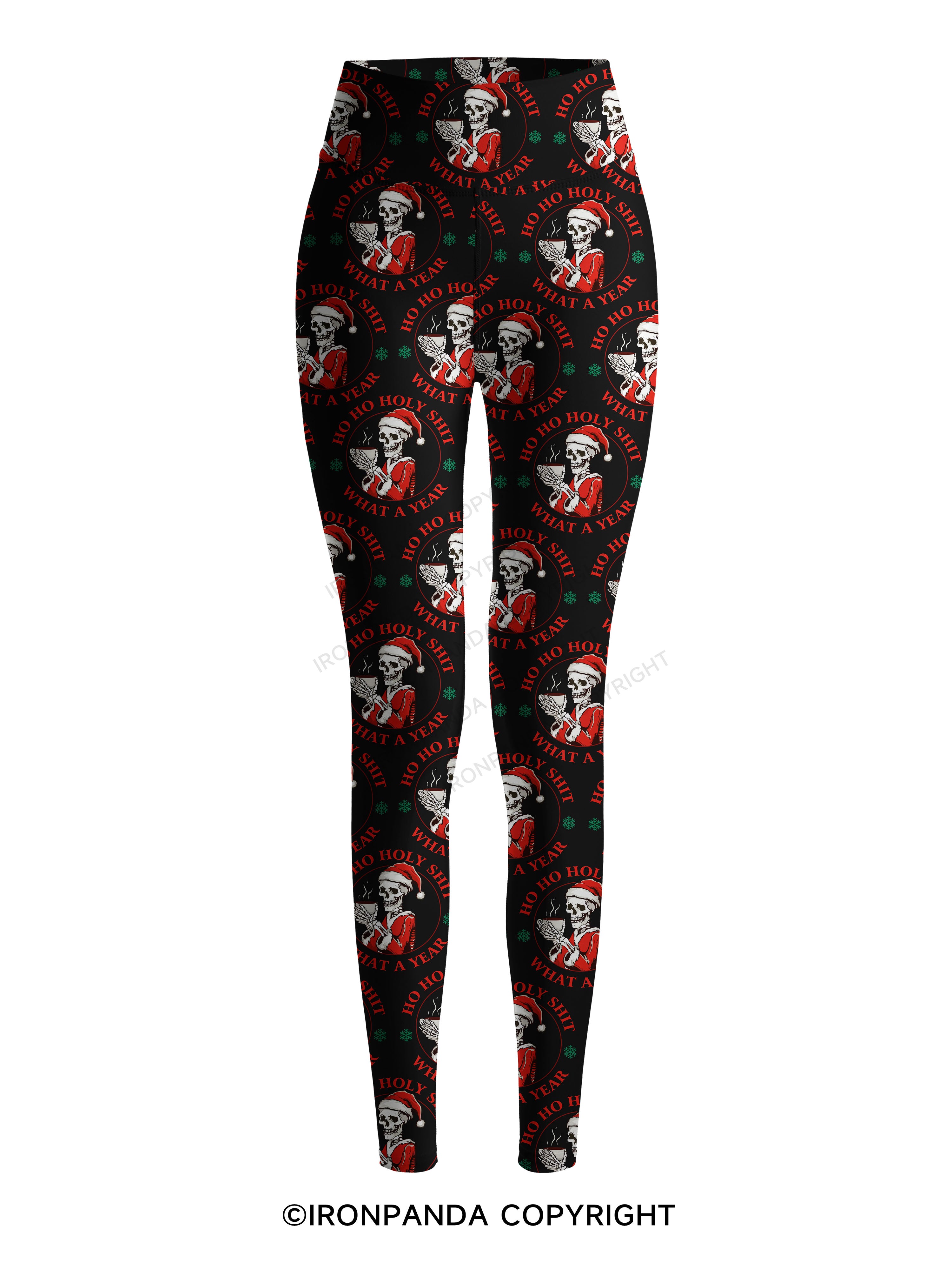 HOHOHO HOLLY SHIT WHAT A YEAR Printed Yoga Pants