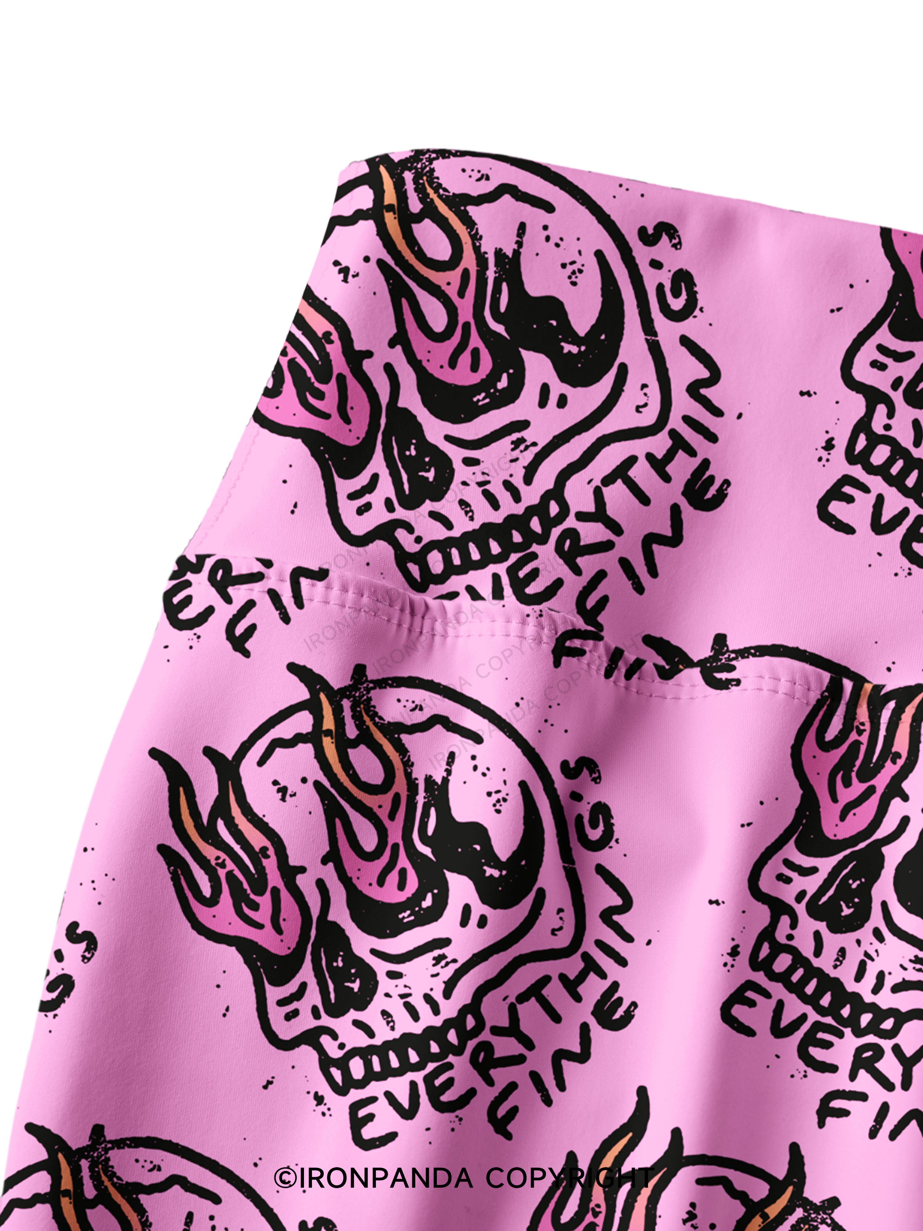 Everything is Fine Funny Skeleton Printed Yoga Pants