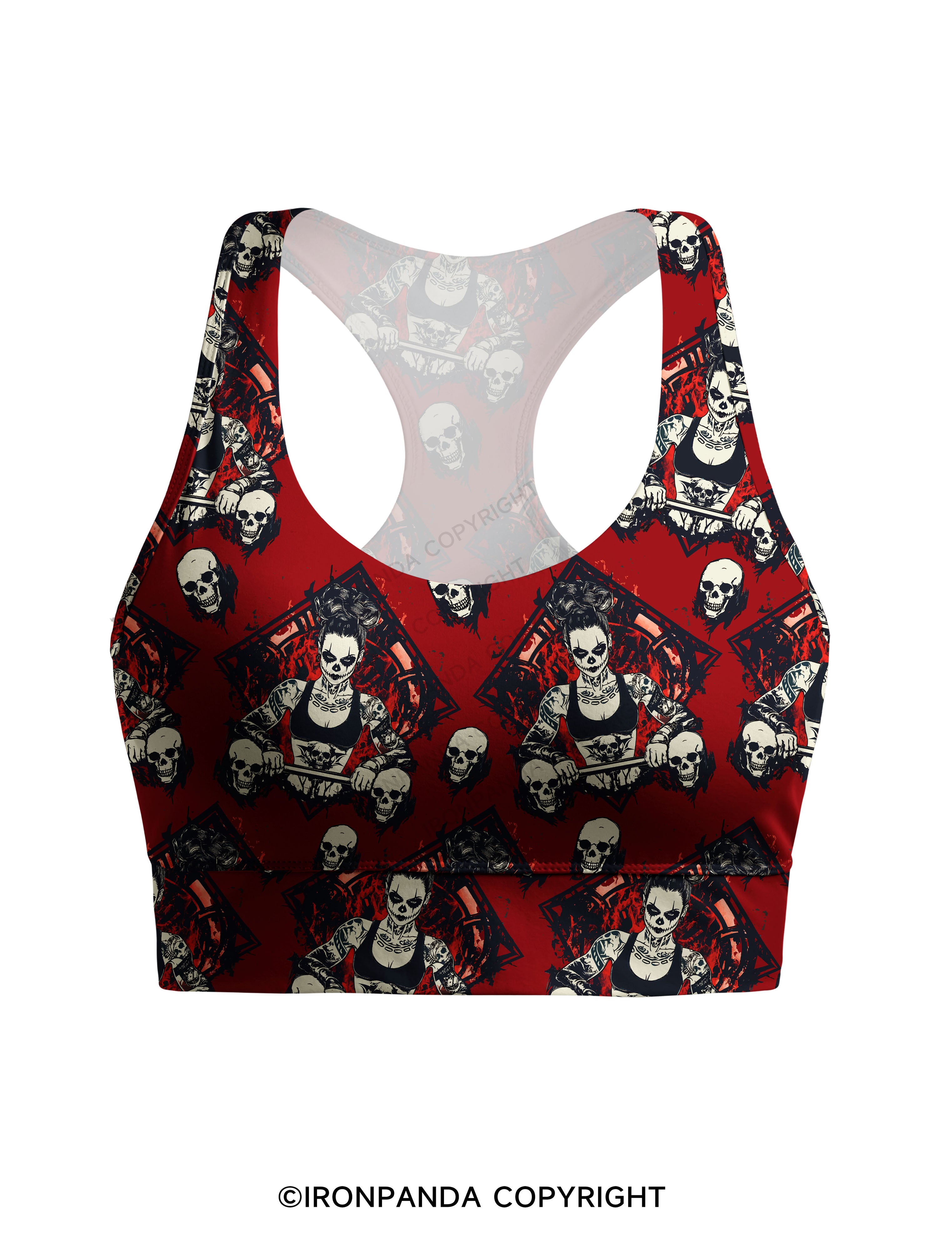 HEAVY LIFTS, DARK VIBES Racerback Sports Bra