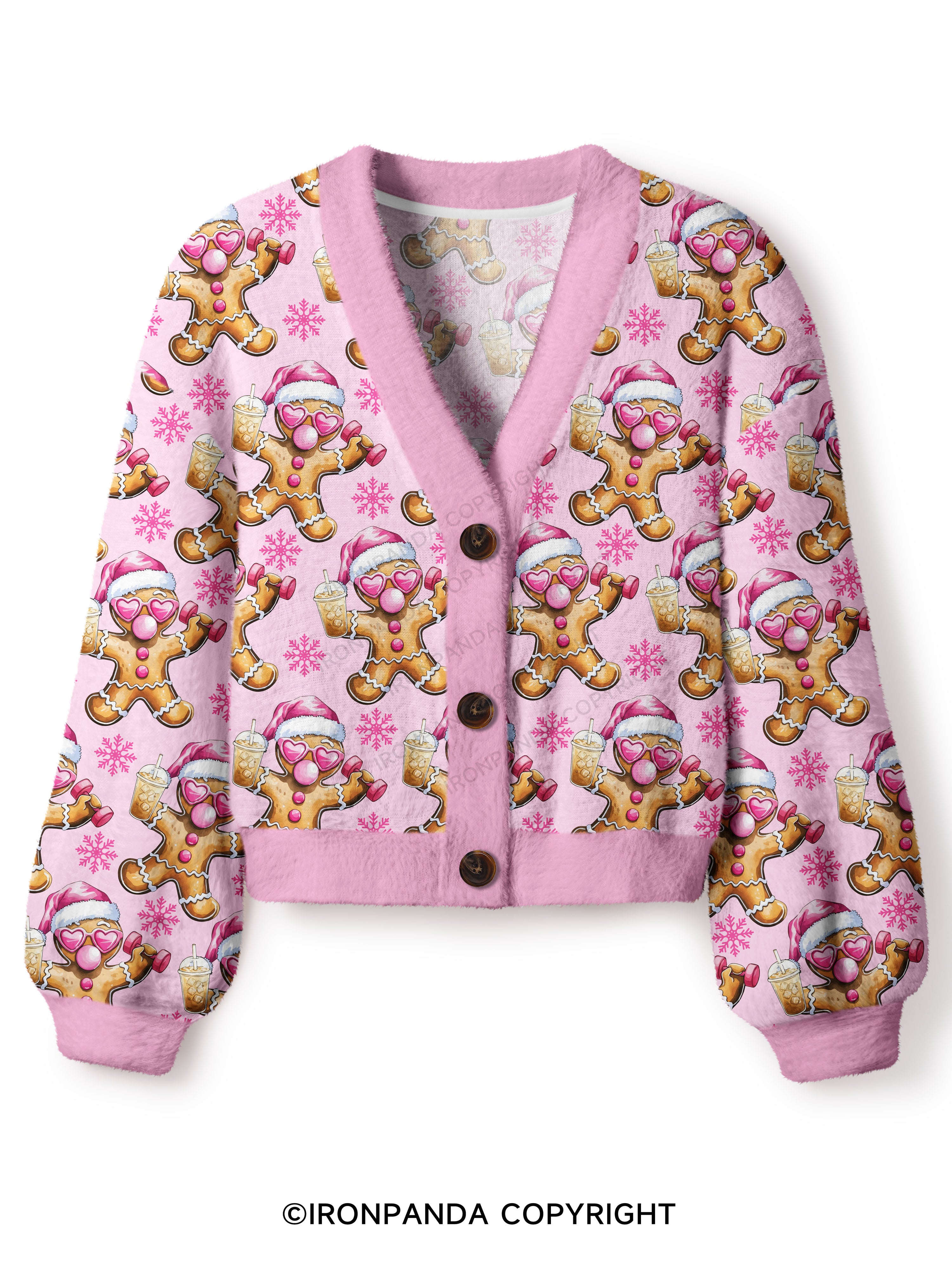 Fit Gingerbread Crop Ugly Cardigan Sweater