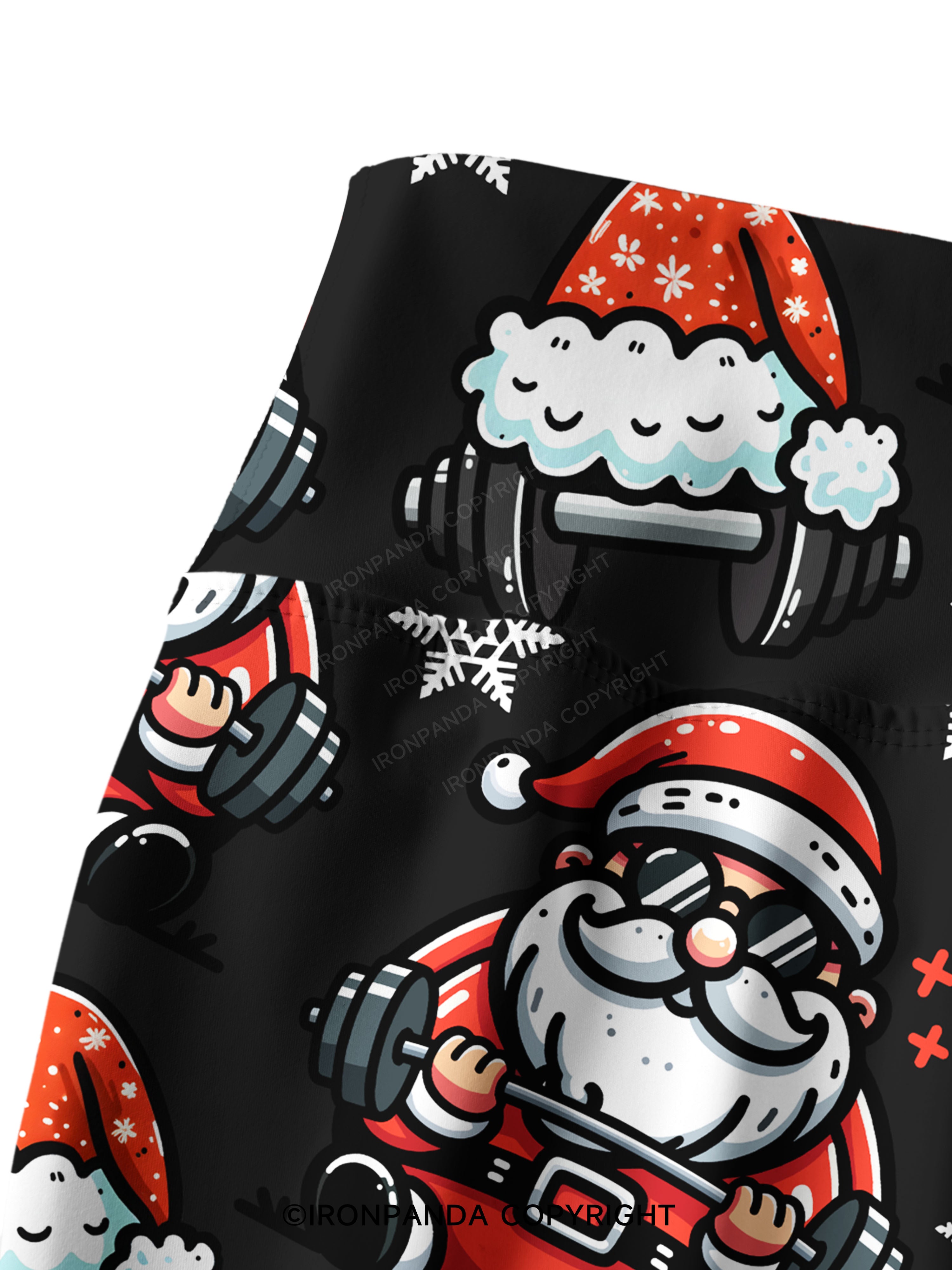 Lifting Santa Claus Printed Yoga Pants