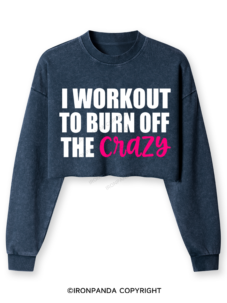 I Workout to Burn Off The Crazy Washed Long-Sleeve Crop Top