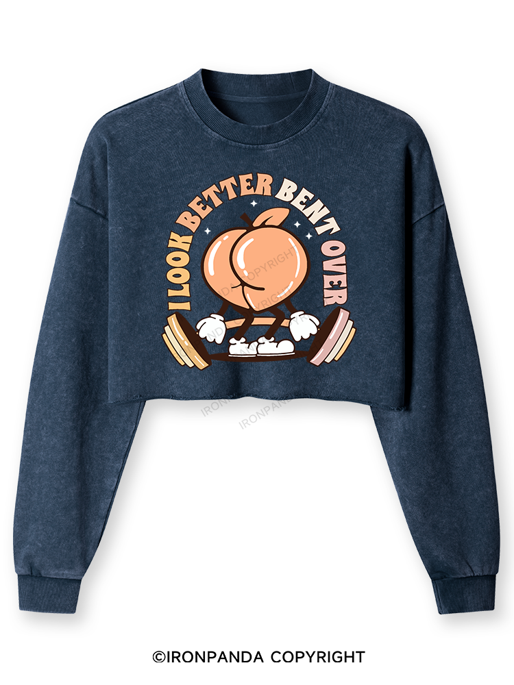 I LOOK BETTER BENT OVER Washed Long-Sleeve Crop Top