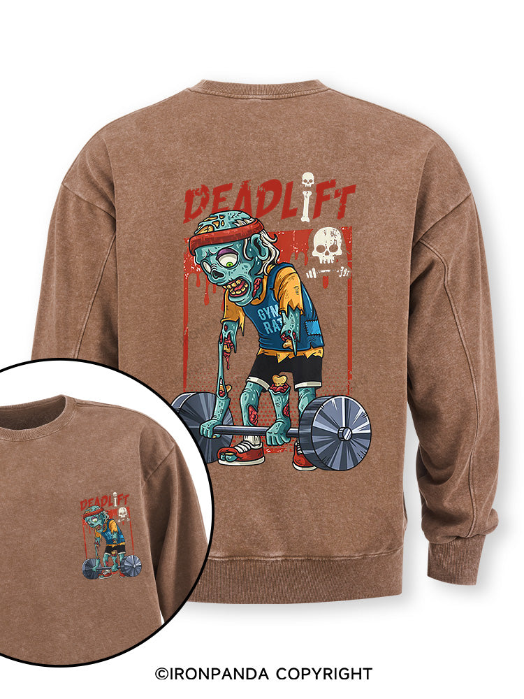 deadlift zombie Double-Sided Printed Washed Sweatshirt