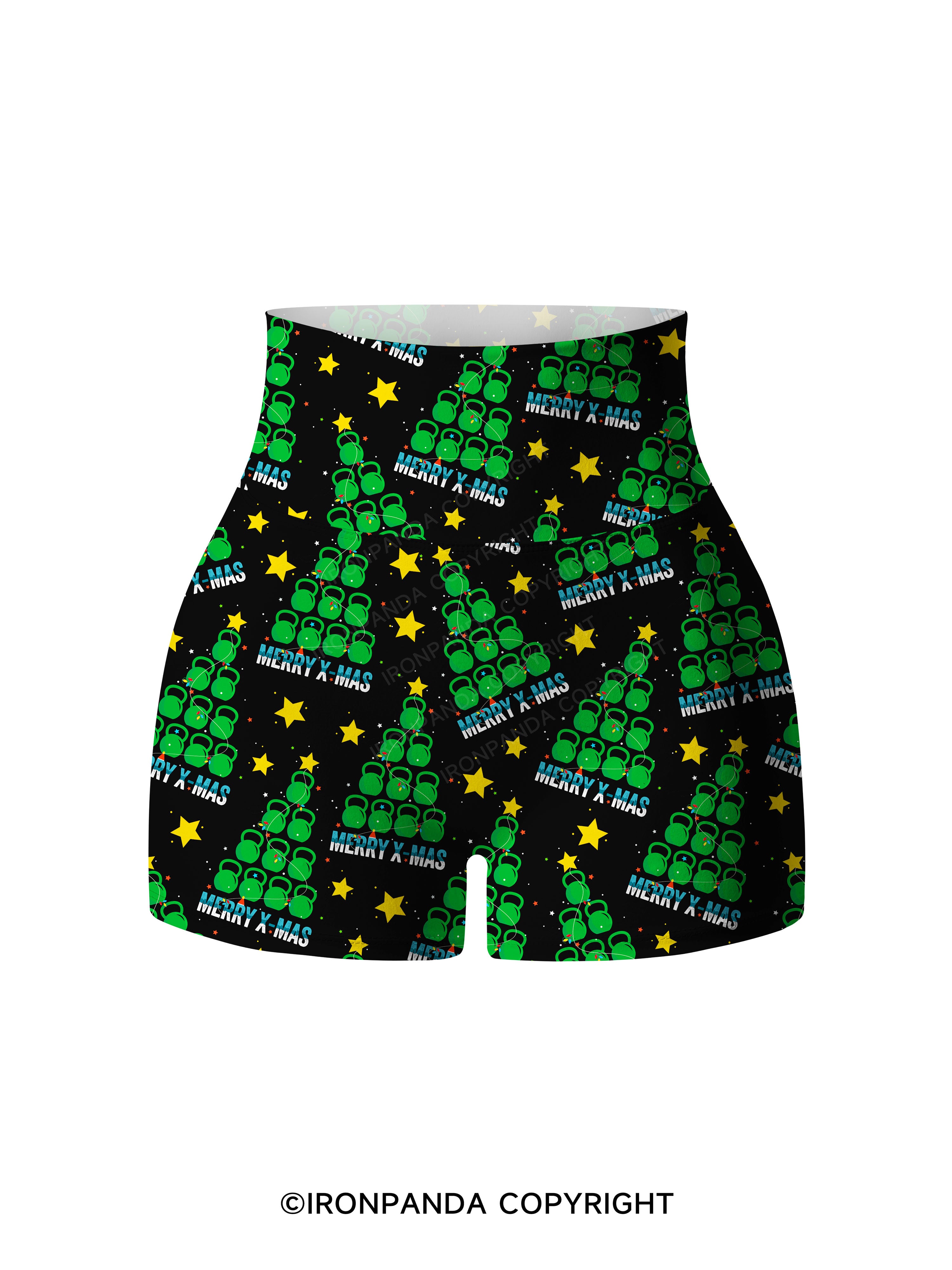 Merry X-mas Printed Yoga Shorts