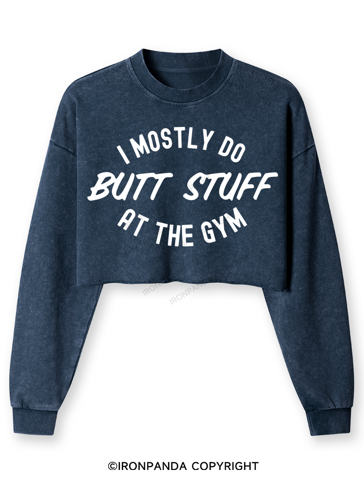 I Only Do Butt Stuff Washed Long-Sleeve Crop Top