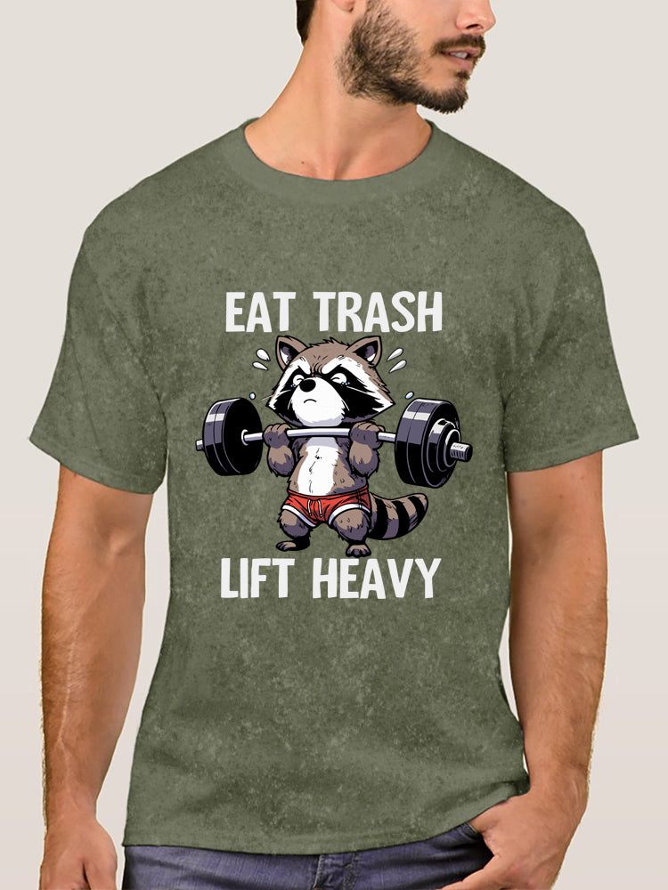 Eat Trash Lift Heavy Washed Gym Shirt