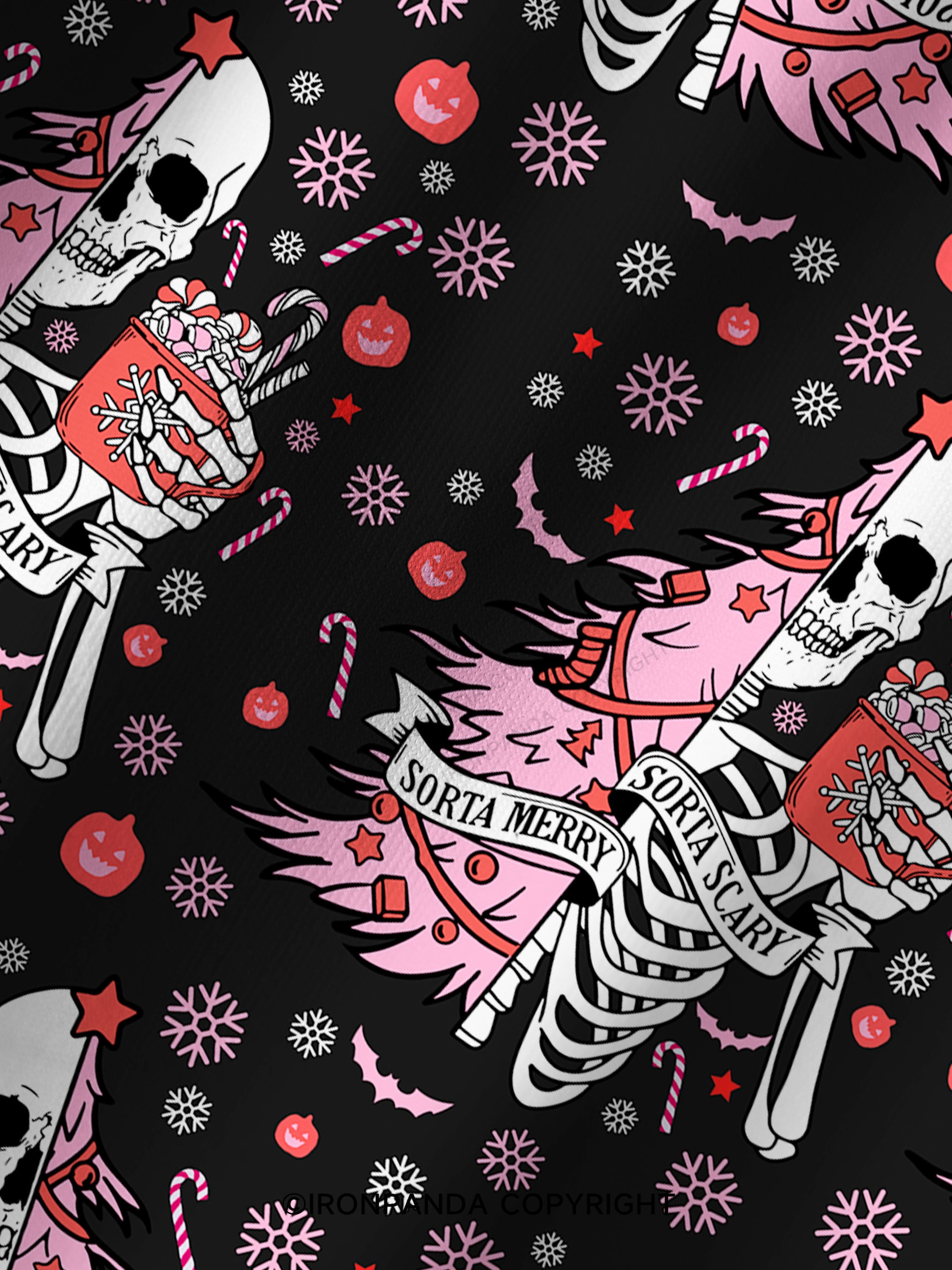 SORTA MERRY SORTA SCARY Print Printed Yoga Shorts