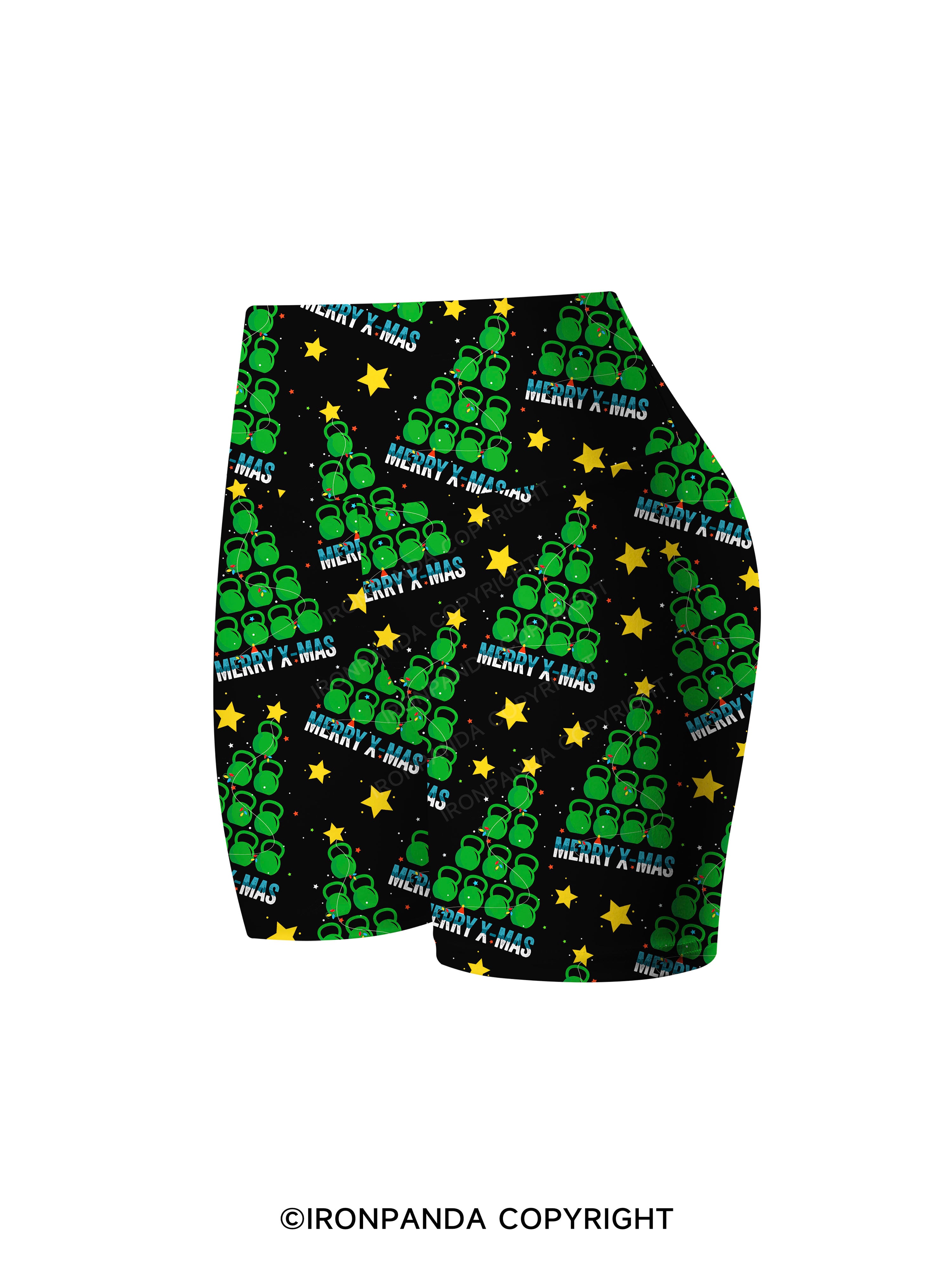 Merry X-mas Printed Yoga Cycling Shorts