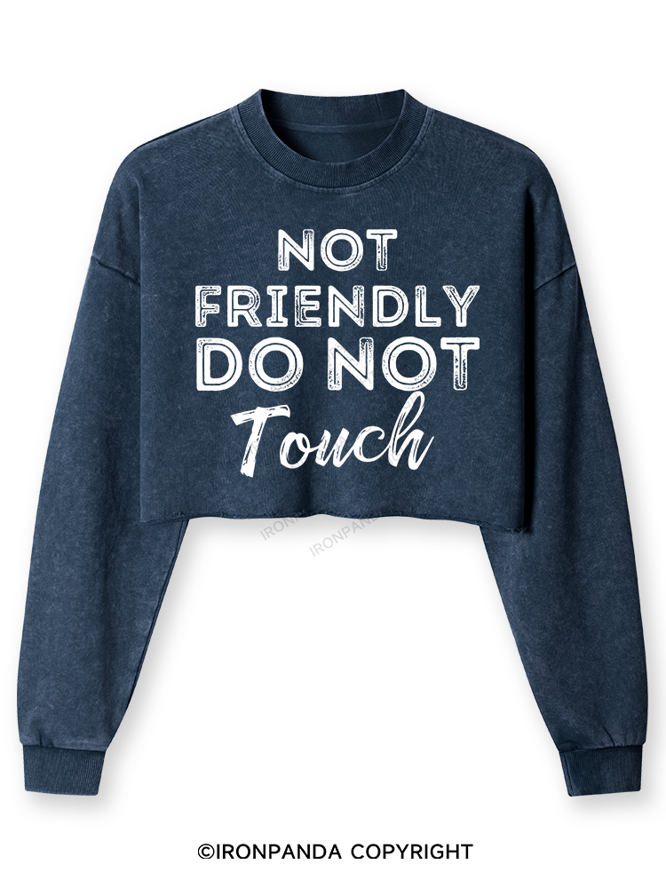 Not friendly do not touch Washed Long-Sleeve Crop Top