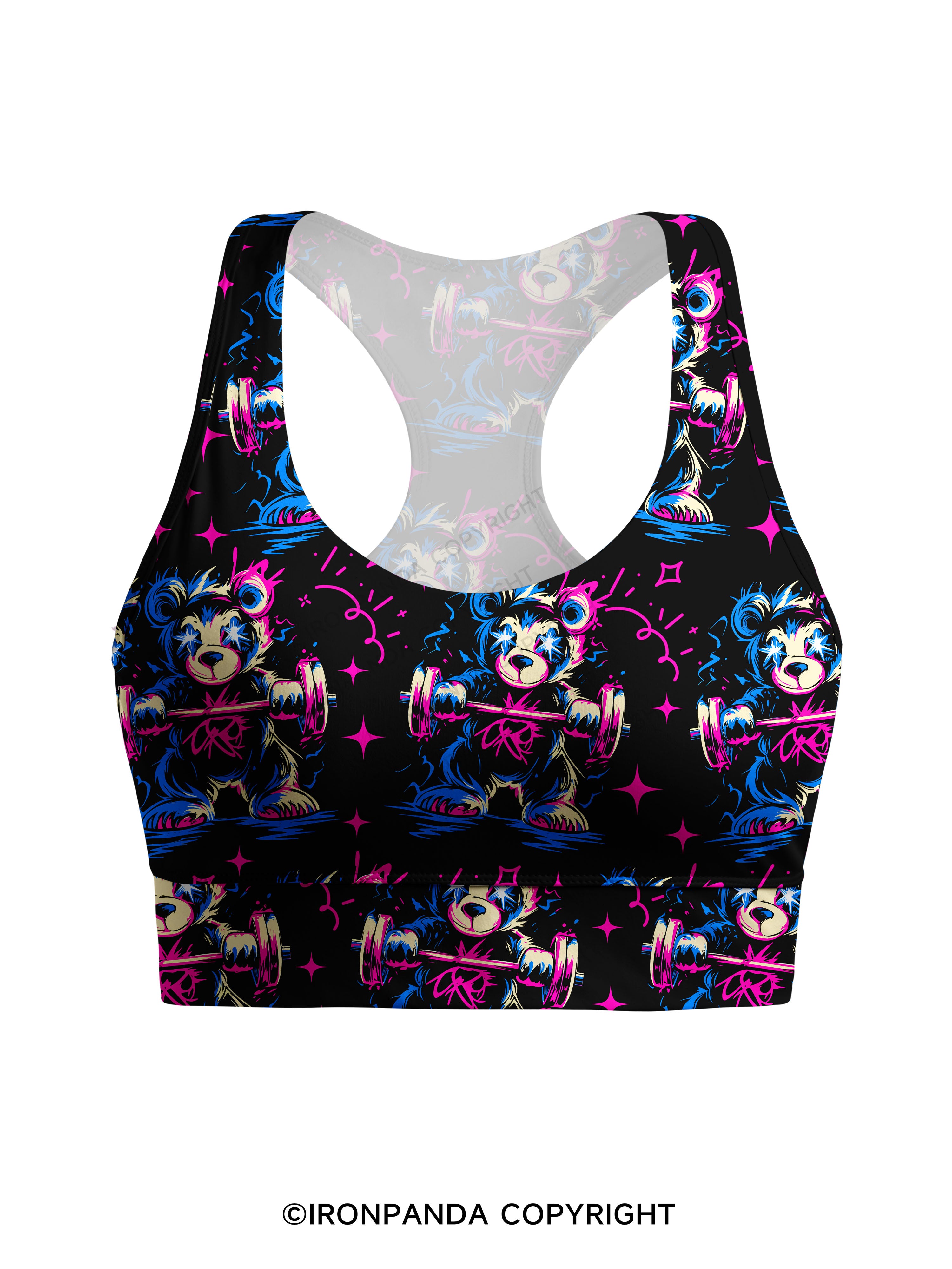 LIFT HEAVY PET BEAR Racerback Sports Bra