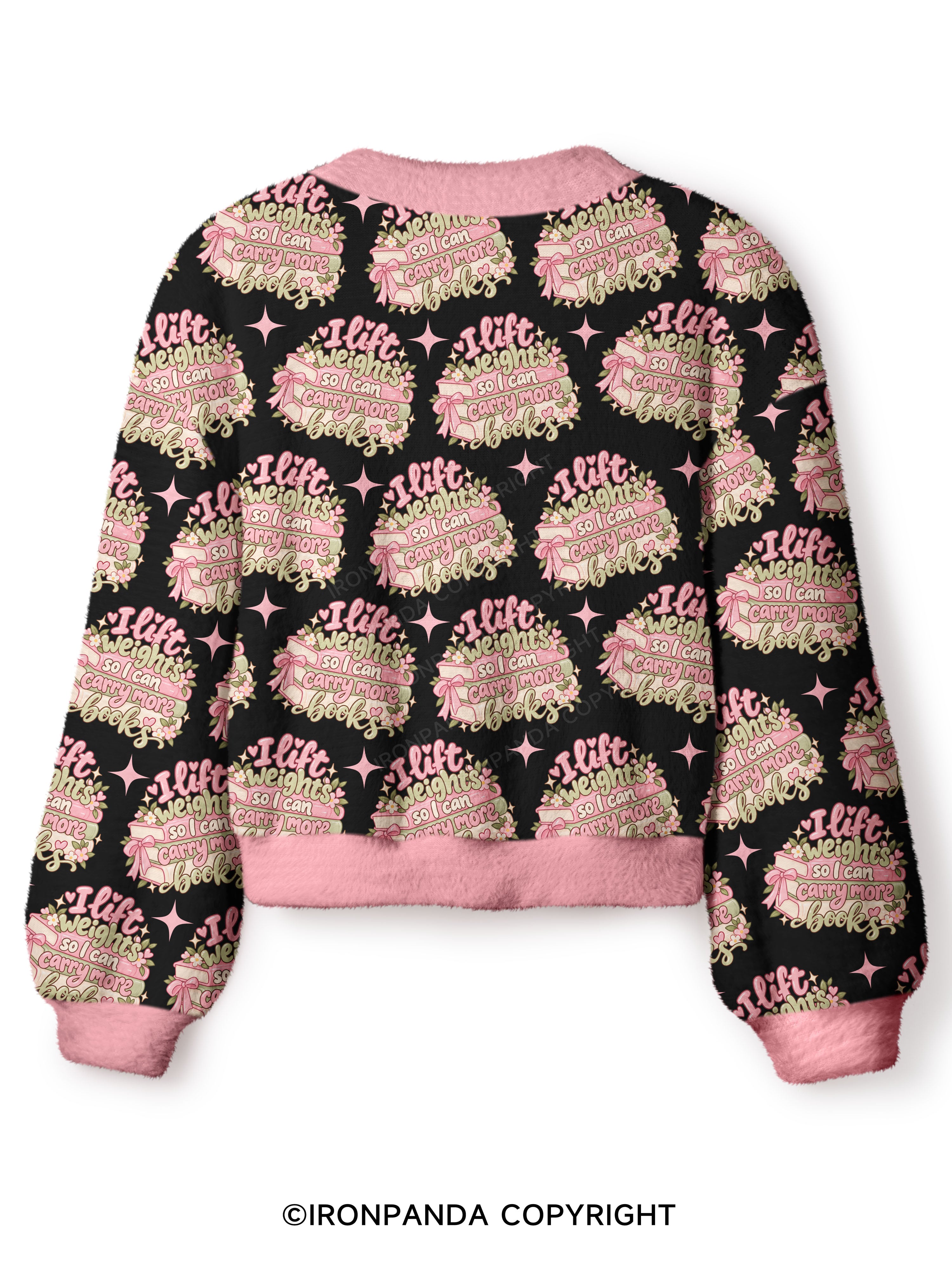 I Lift Weights So I Can Carry More Books Crop Ugly Cardigan Sweater