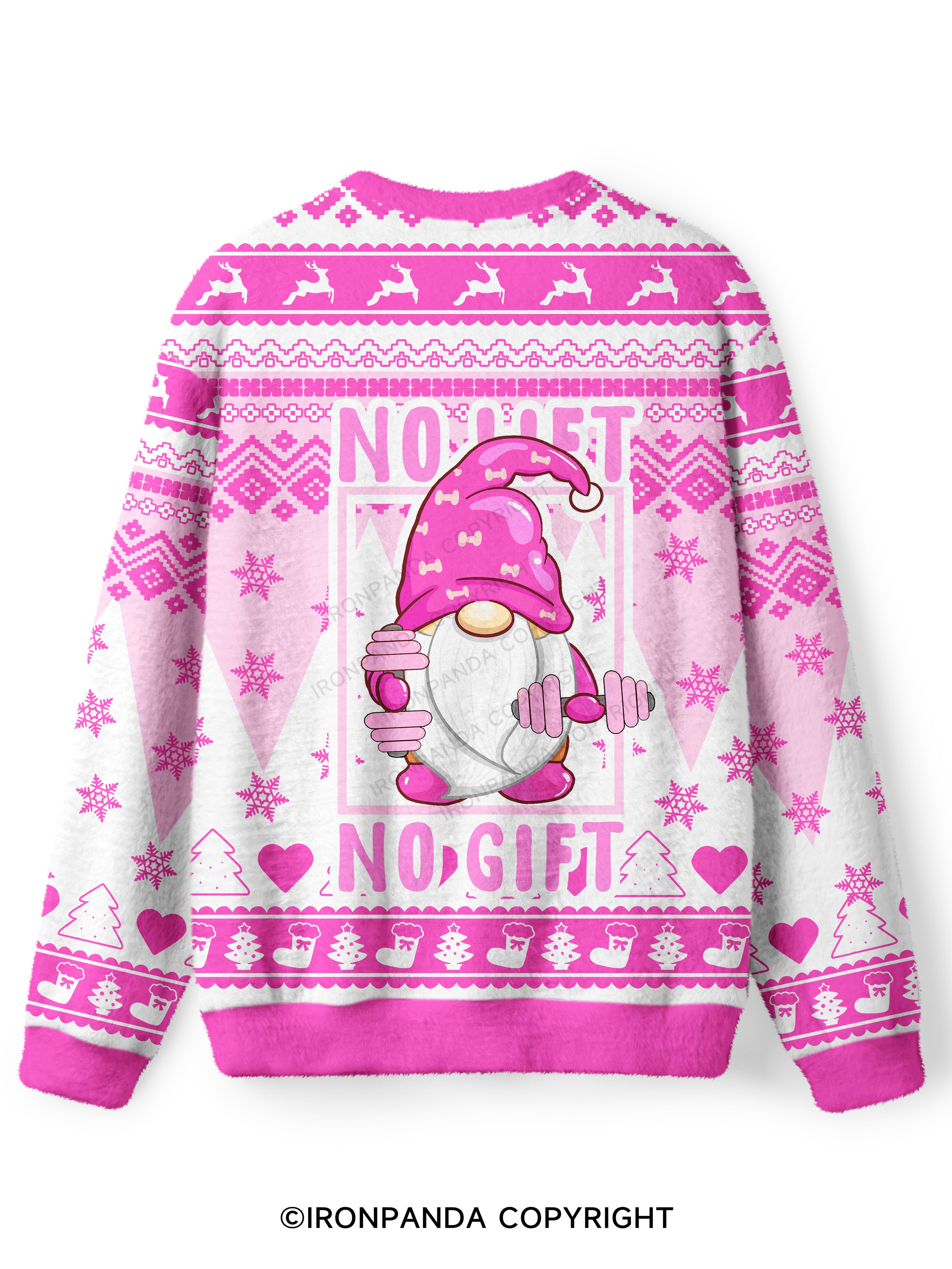 gnome no lift no gift Ugly Fuzzy Fleece Sweater