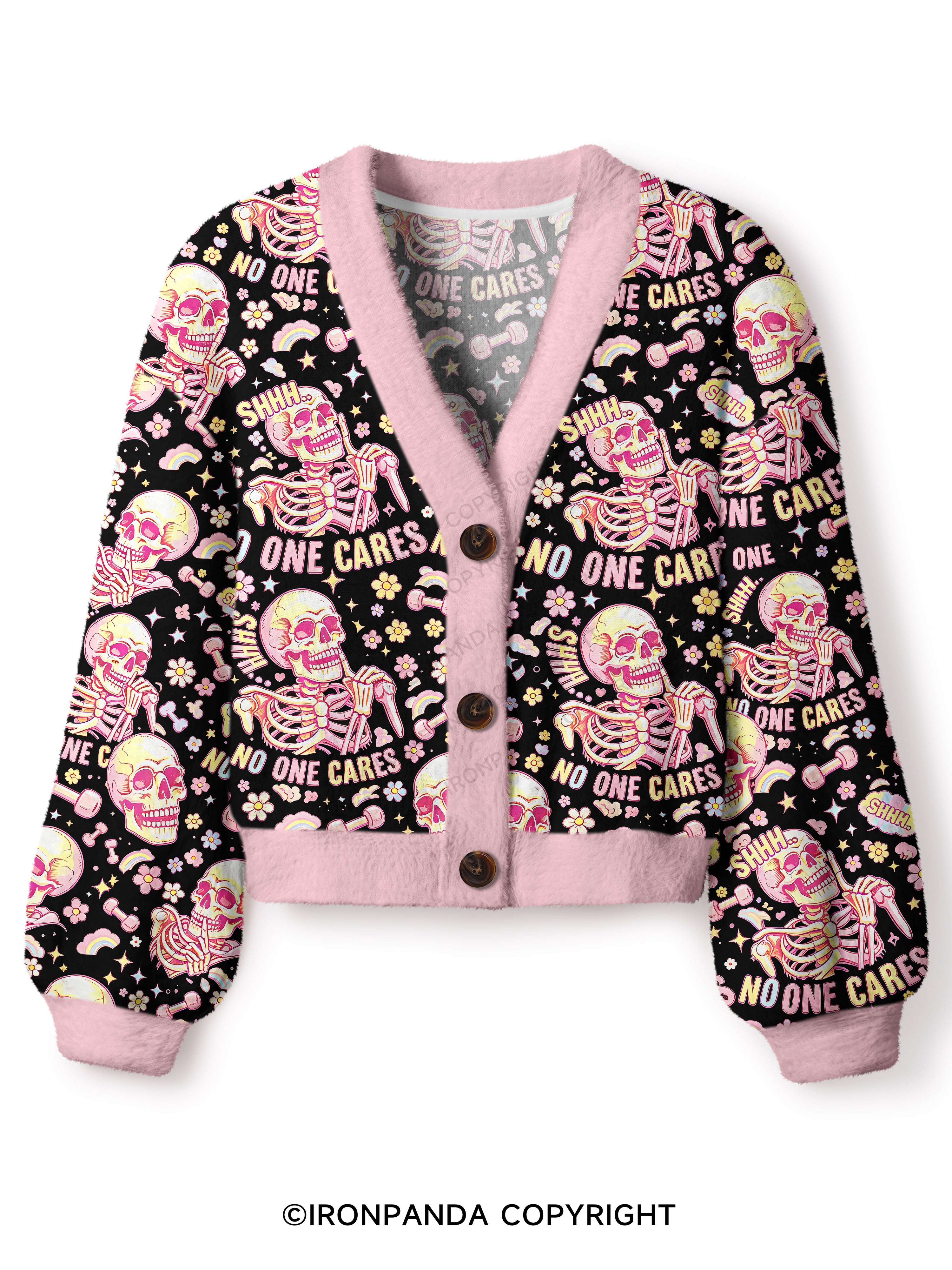 shhh no one cares Crop Ugly Cardigan Sweater