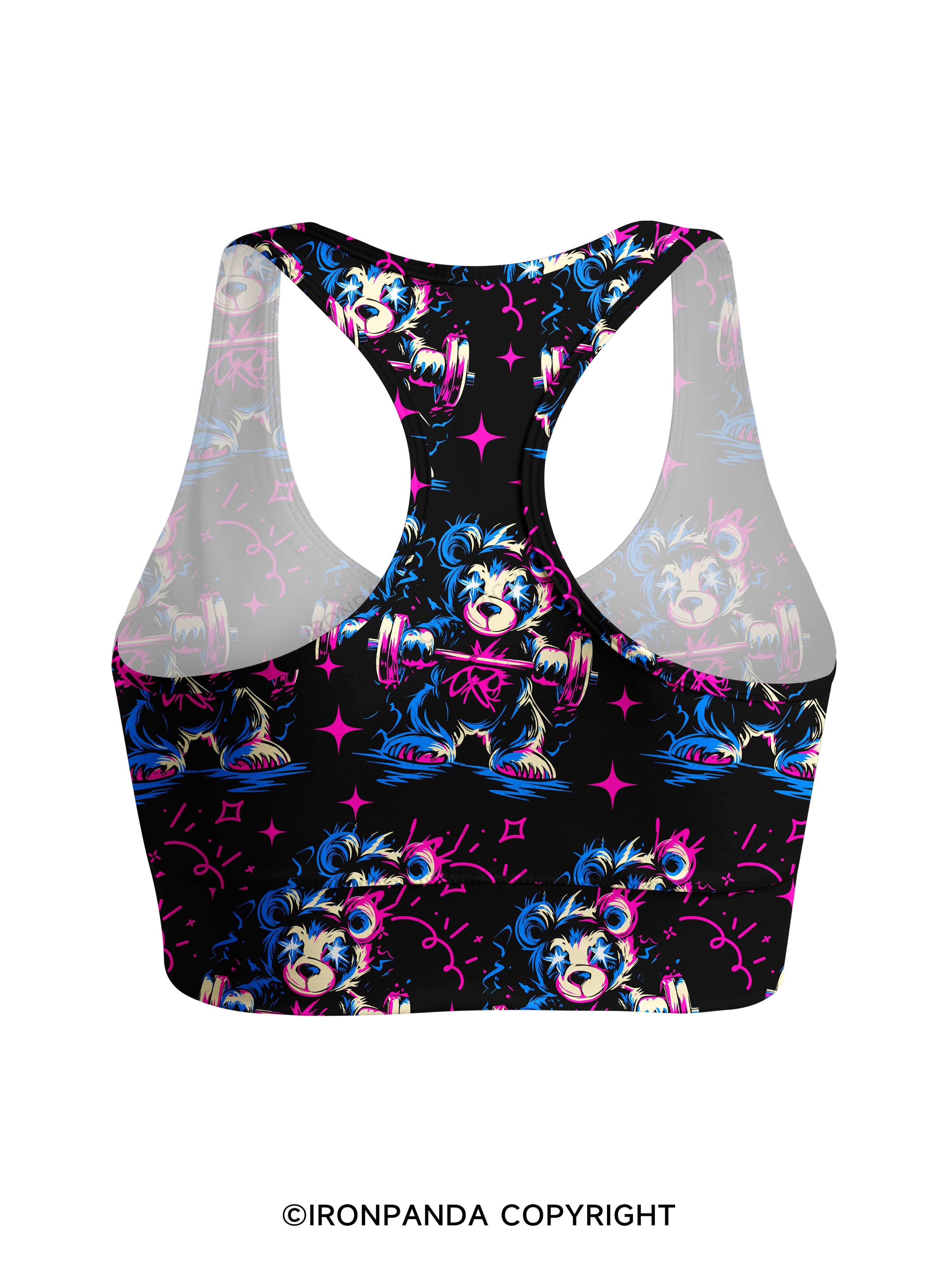 LIFT HEAVY PET BEAR Racerback Sports Bra