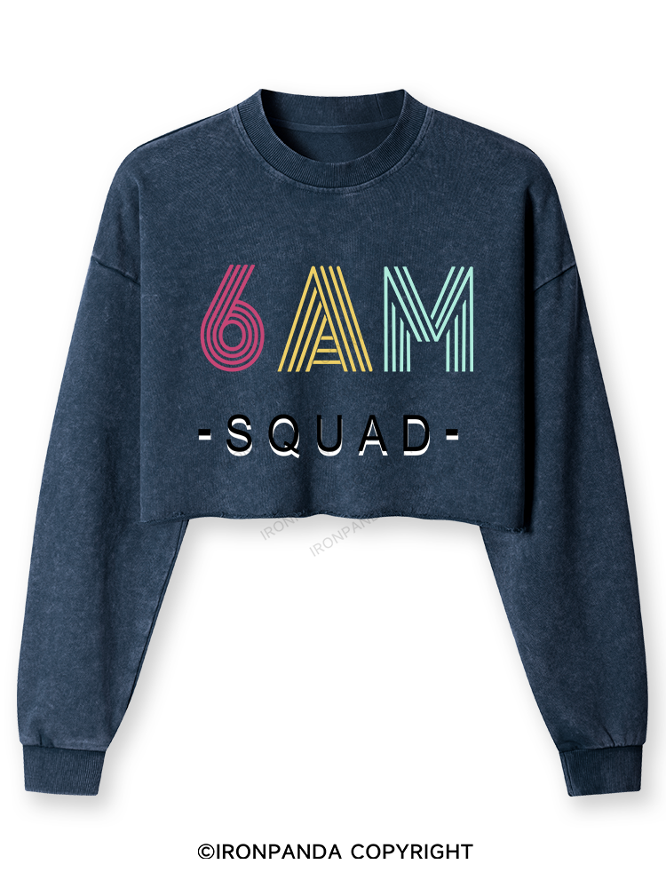 6 AM SQUAD Washed Long-Sleeve Crop Top