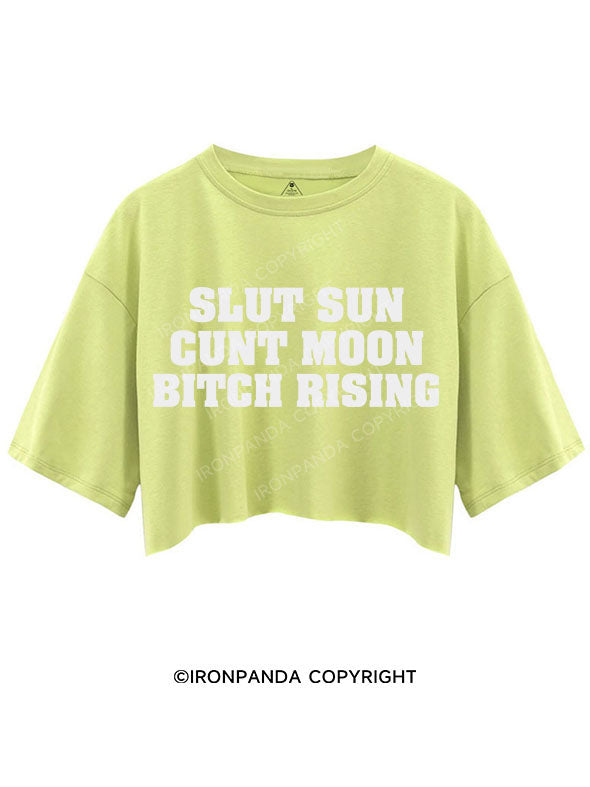 SLUT SUN CUNT MOON BITCH RISING CROP TOPS