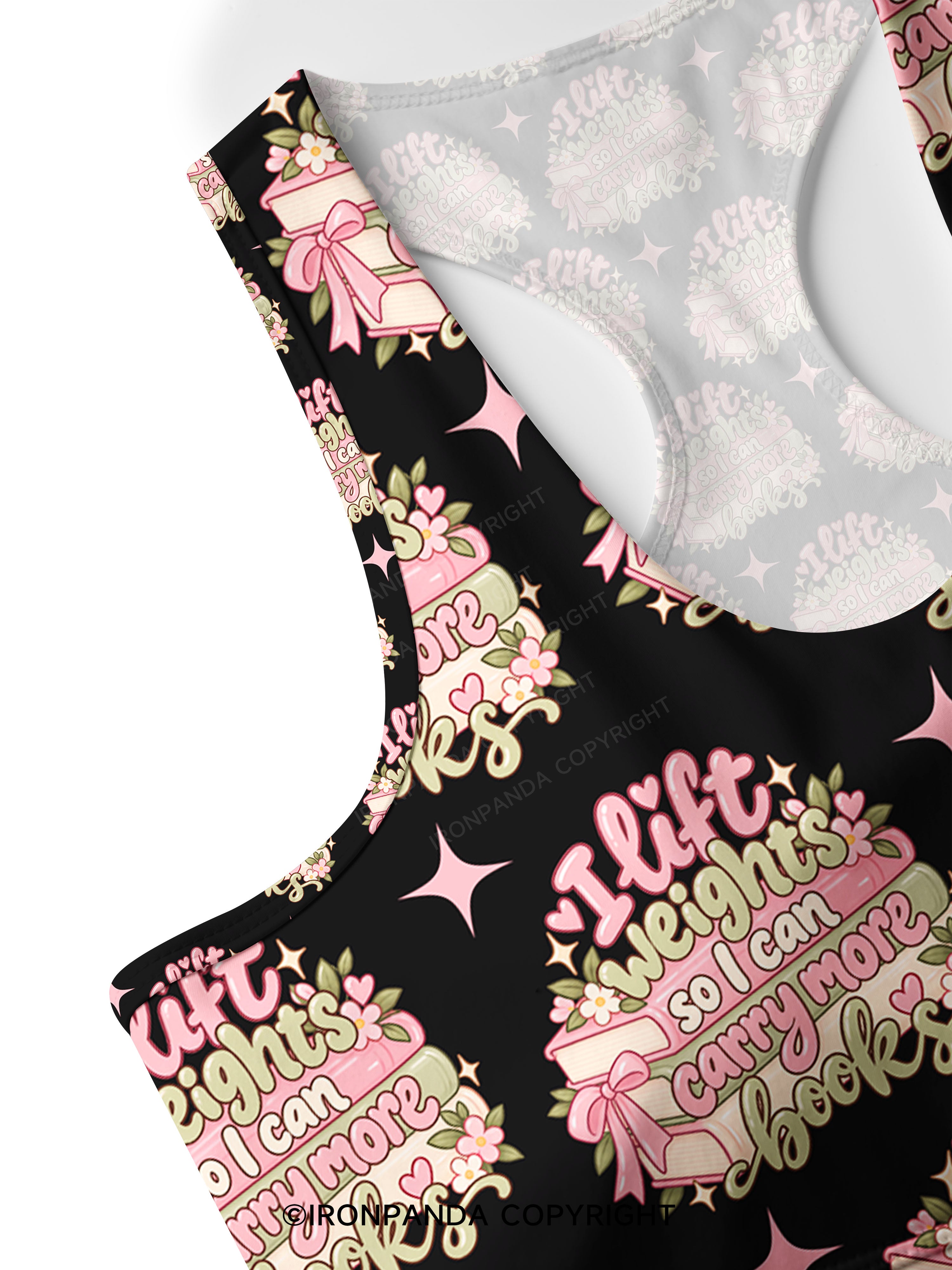 I Lift Weights So I Can Carry More Books Racerback Sports Bra