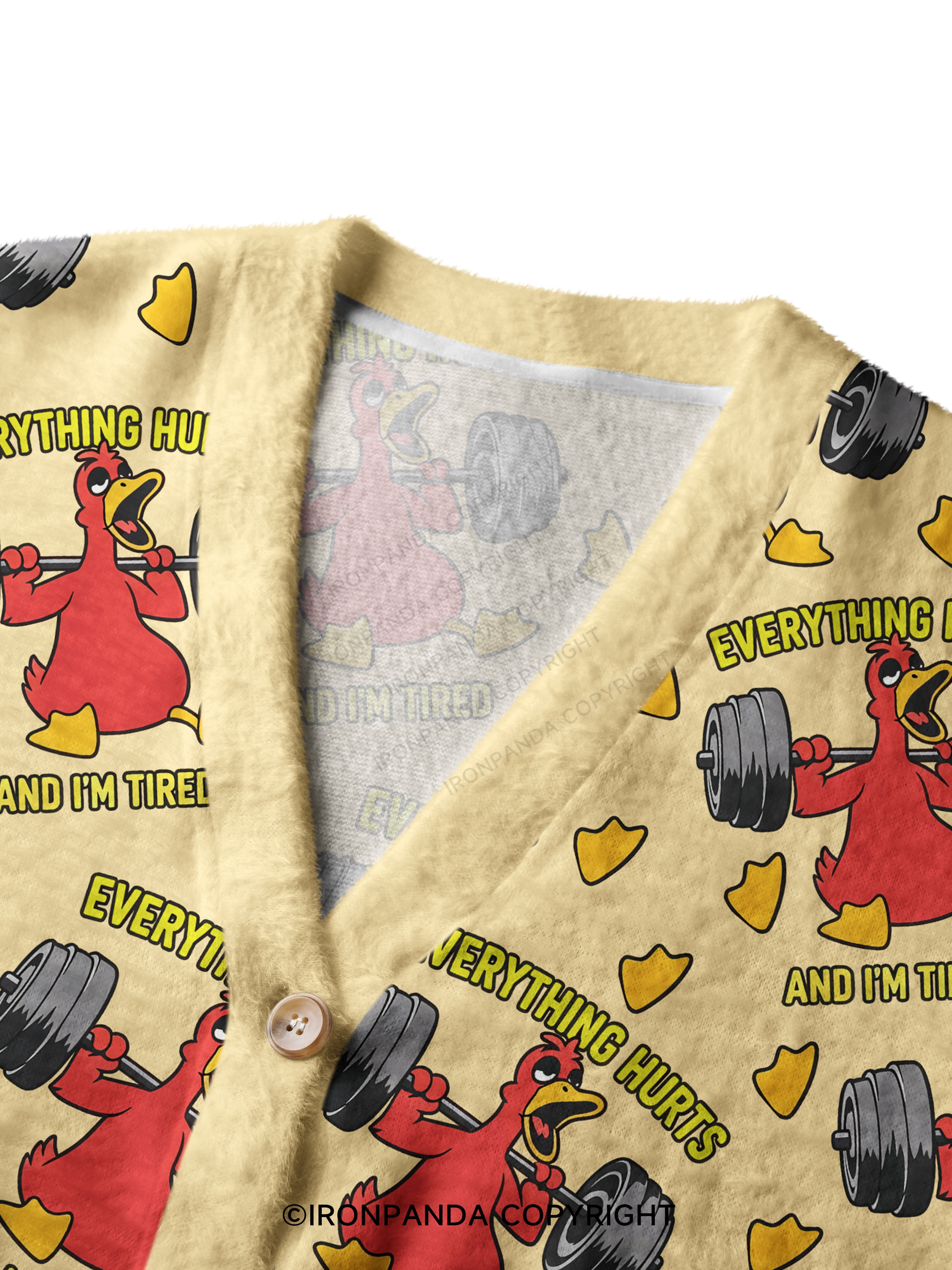 Everthing Hurts And I'm Tired Weightlifting Duck Ugly Cardigan Sweater