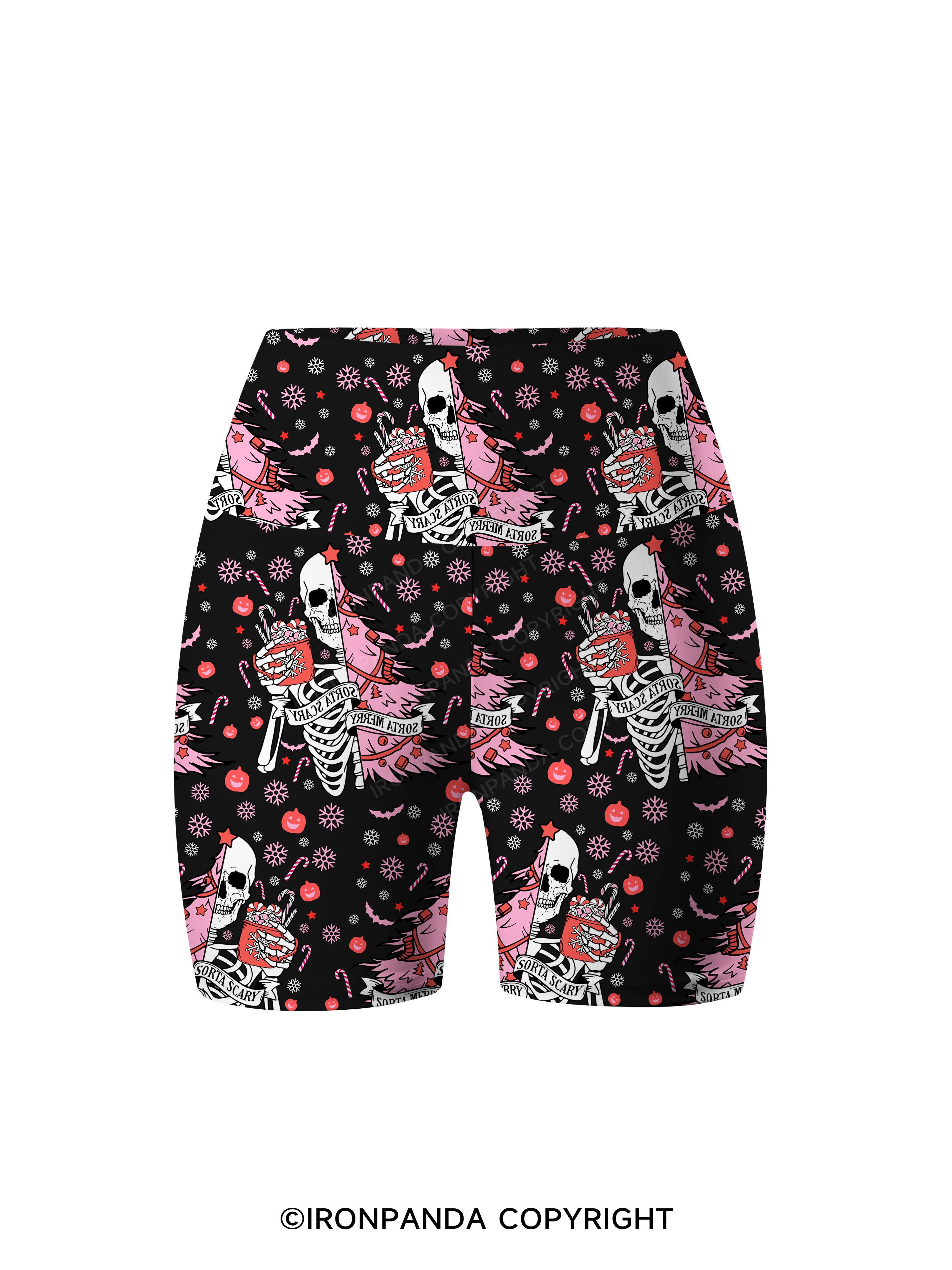 SORTA MERRY SORTA SCARY Printed Yoga Cycling Shorts