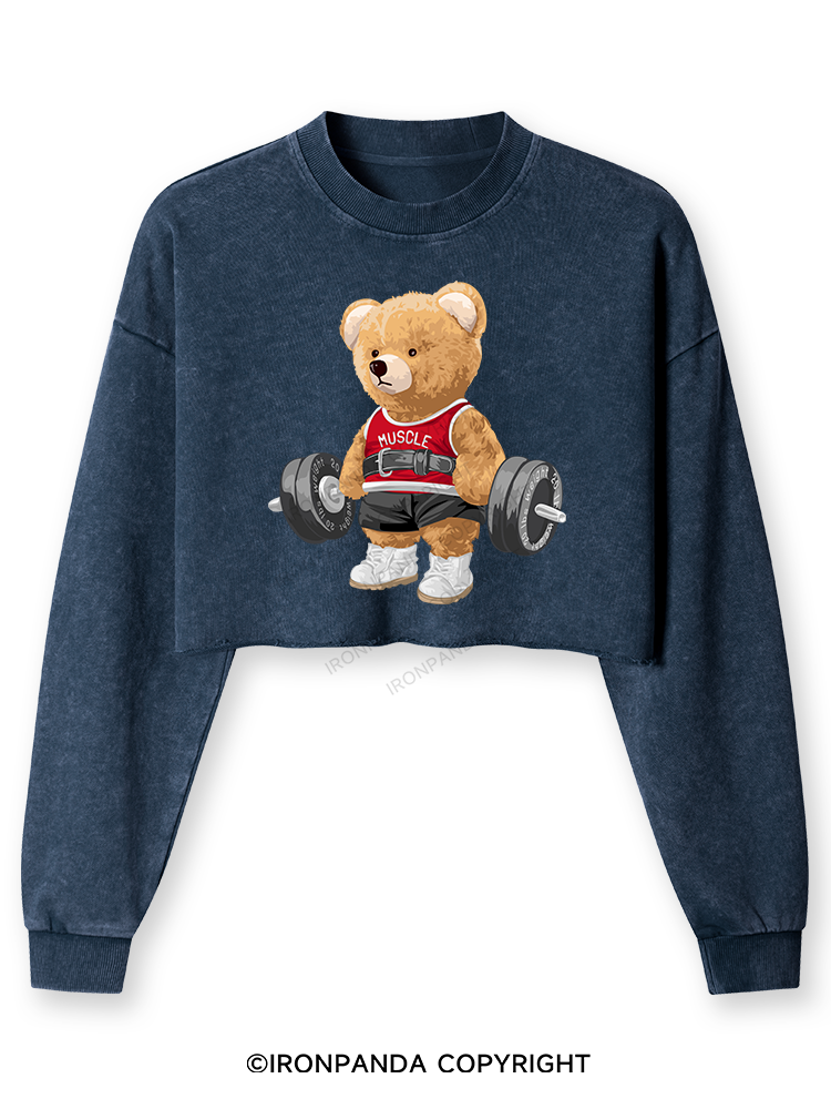 EXERCISE BEAR Washed Long-Sleeve Crop Top