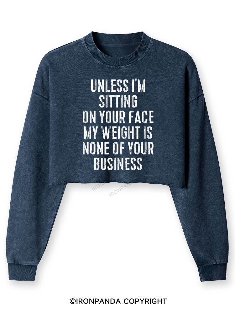 UNLESS I'M SITTING ON YOUR FACE Washed Long-Sleeve Crop Top