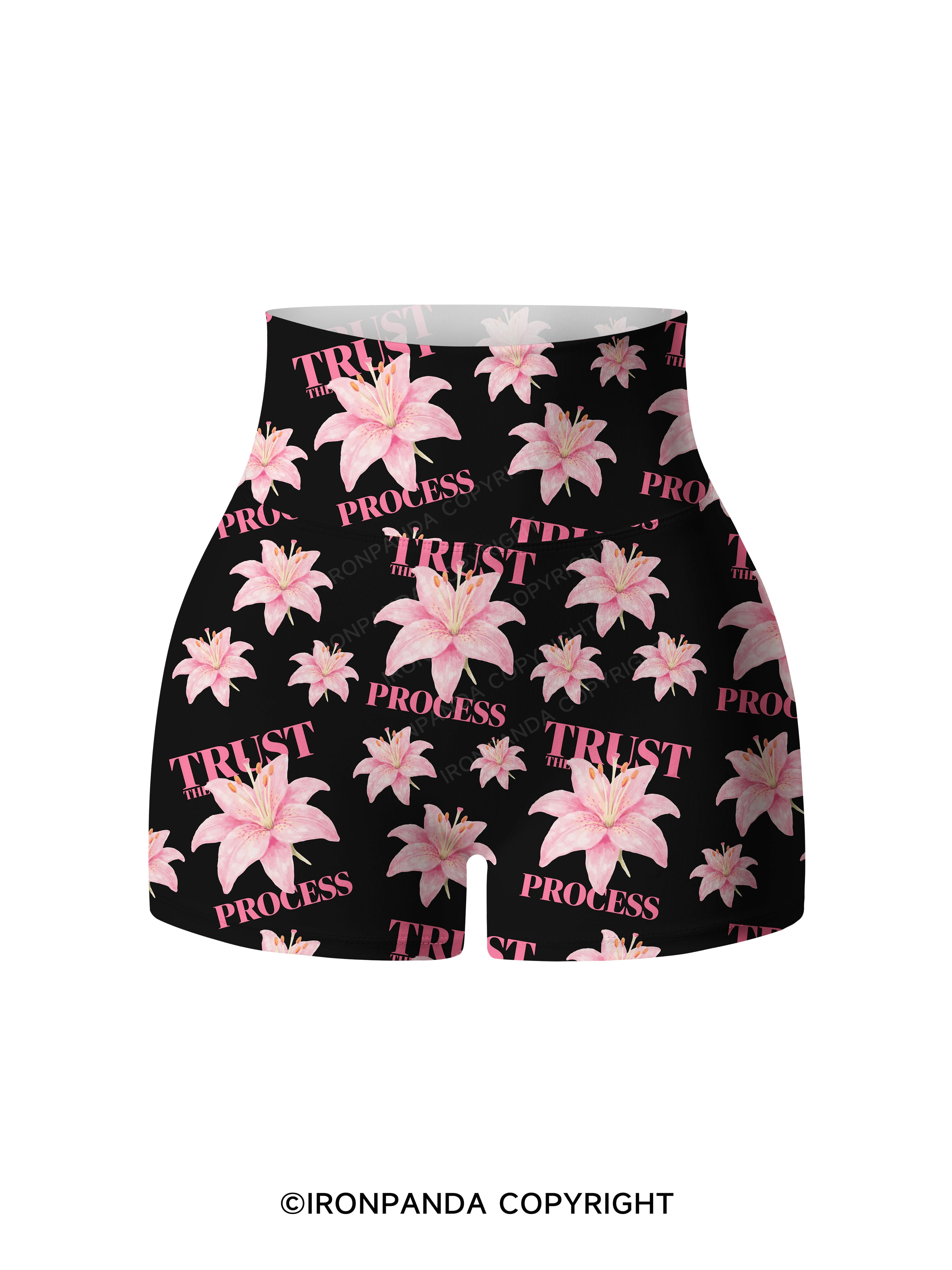 TRUST THE PROCESS Printed Yoga Shorts