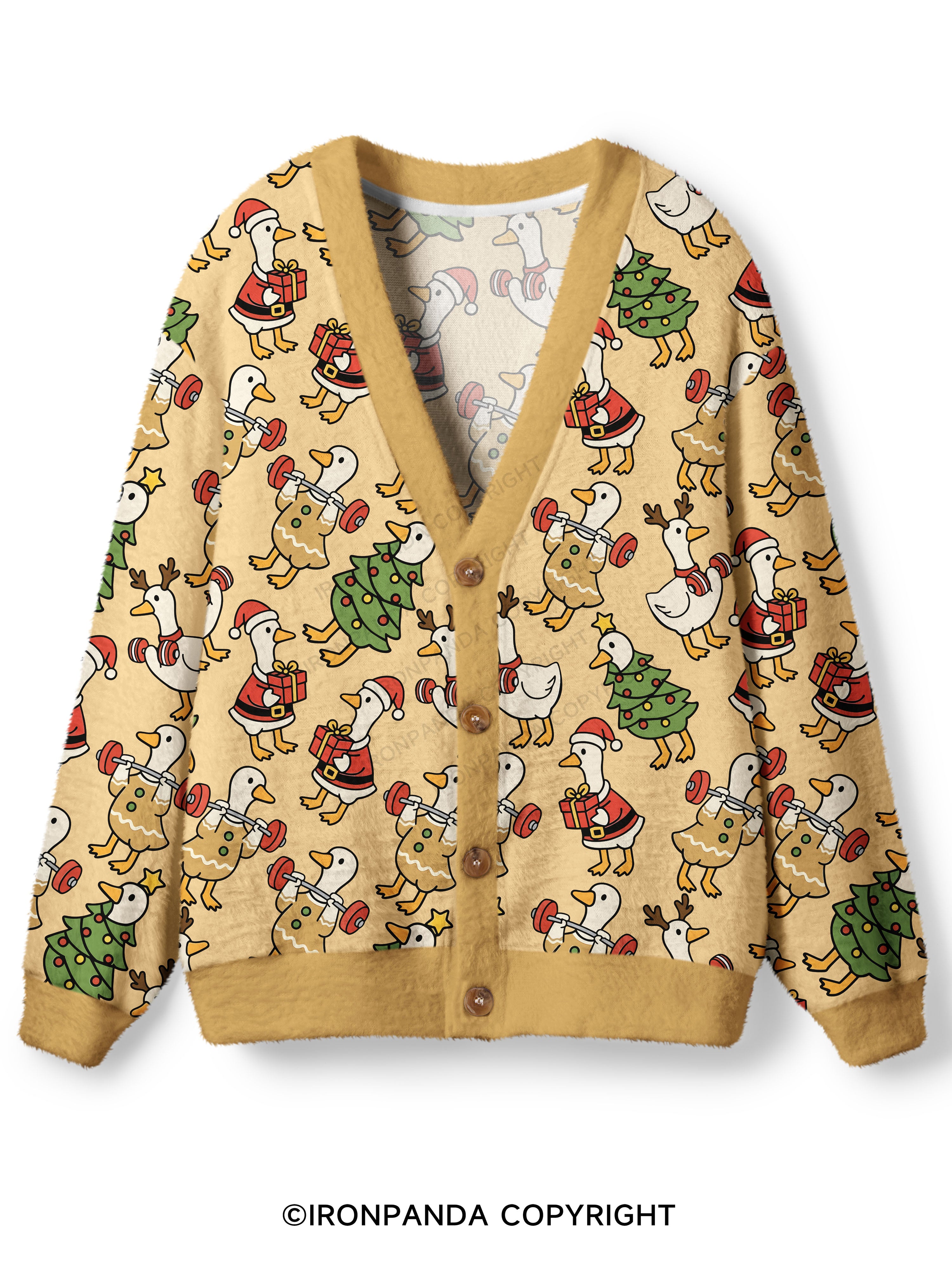 JUST A JOLLY GYM GOOSE Ugly Cardigan Sweater