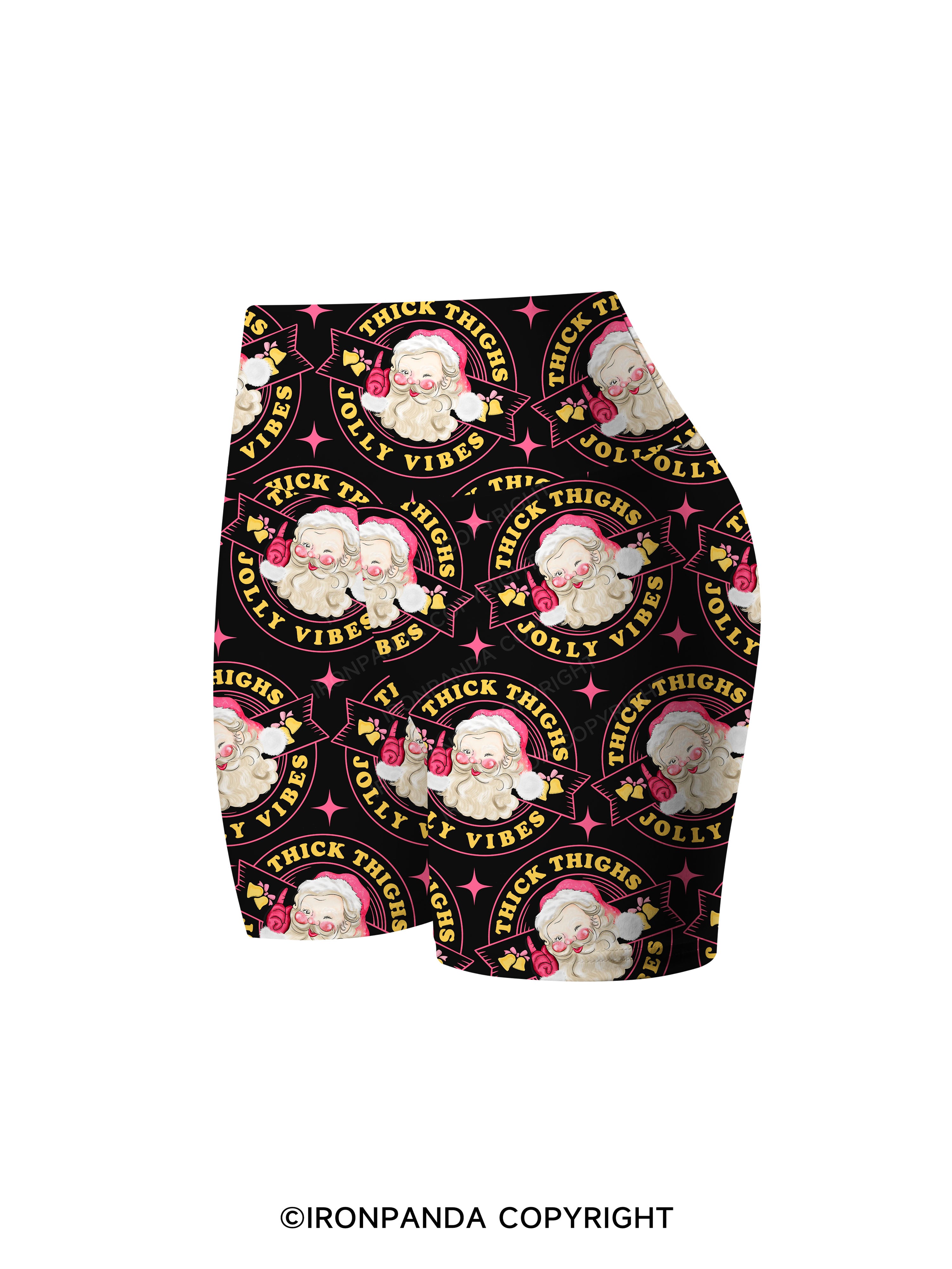 THICK THIGHS JOLLY VIBES Printed Yoga Cycling Shorts