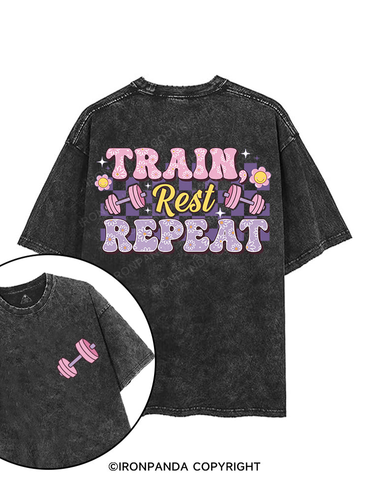 TRAIN, REST, REPEAT printed Gym Shirt