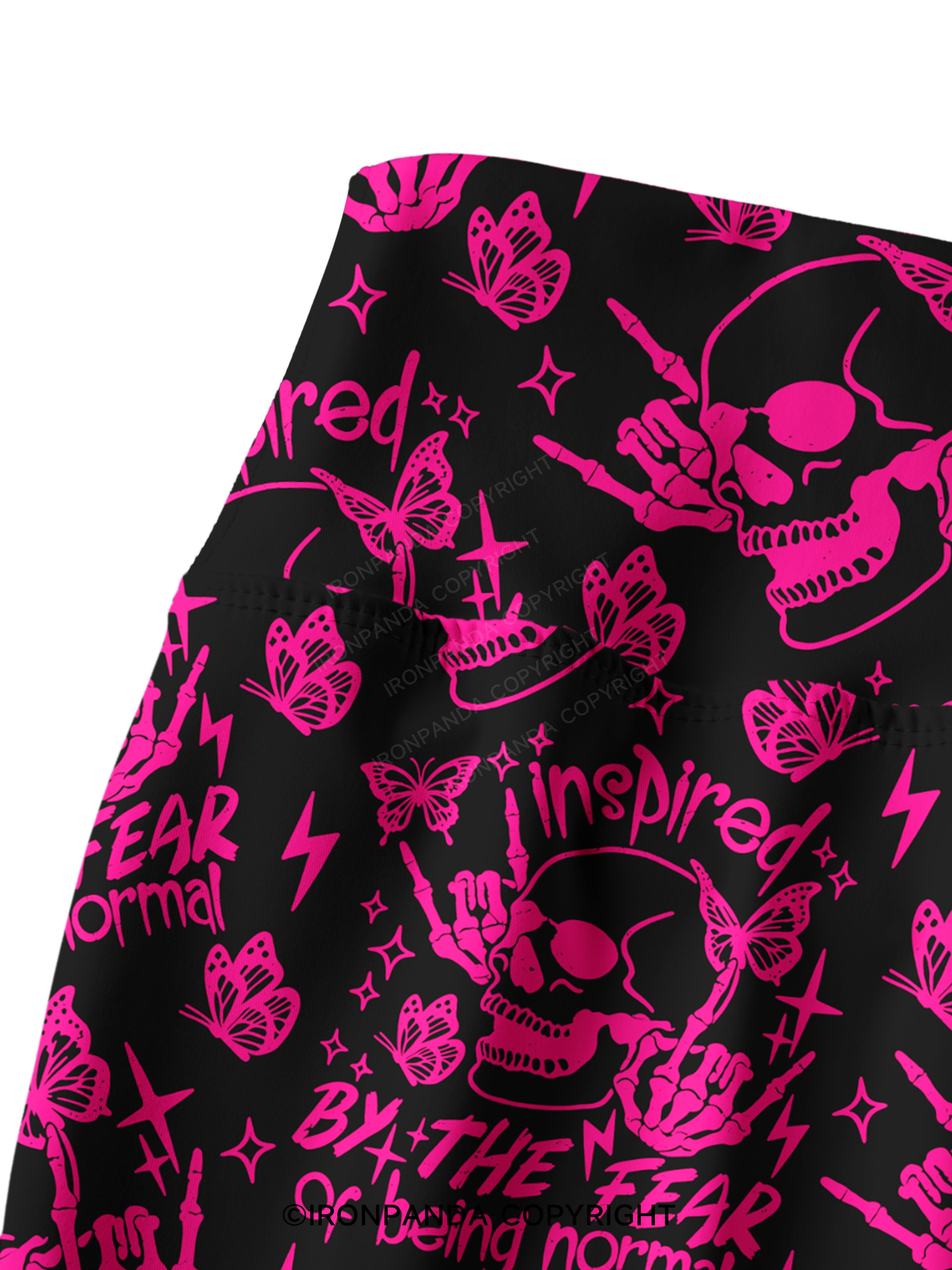 INSPIRED BY THE FEAR OF BEING NORMAL SKELETON Printed Yoga Pants