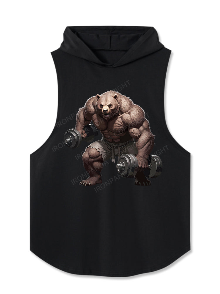 Barbell Bear Hooded Tank