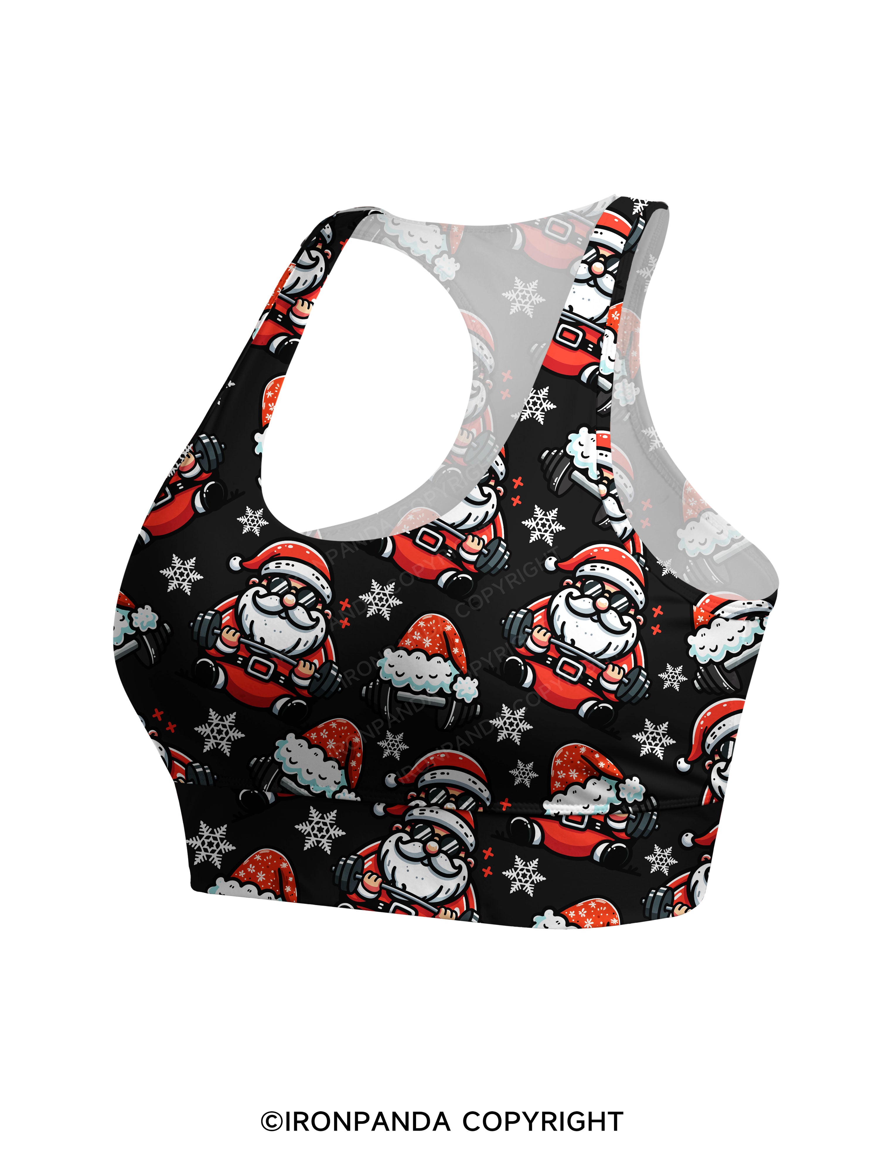 Lifting Santa Claus Racerback Sports Bra