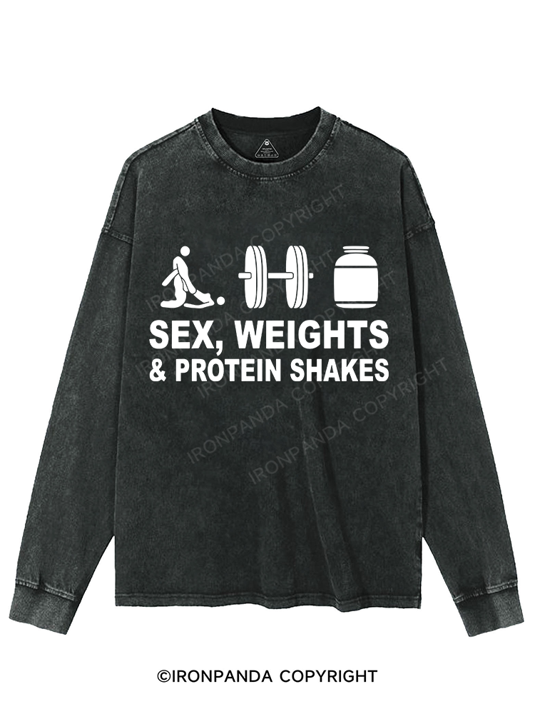 SEX WEIGHTS & PROTEIN SHAKES Washed Sweatshirt