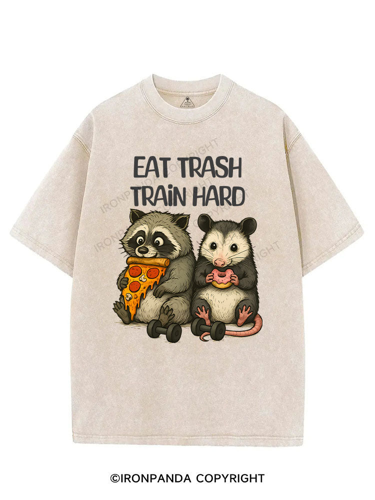 EAT TRASH TRAIN HARD VINTAGE GYM SHIRT