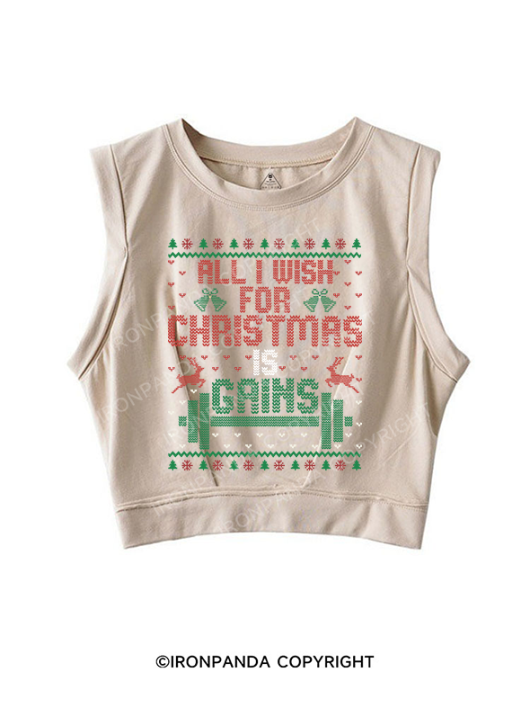 ALL I WISH FOR CHRISTMAS IS GAINS SLEEVELESS CROP TOPS