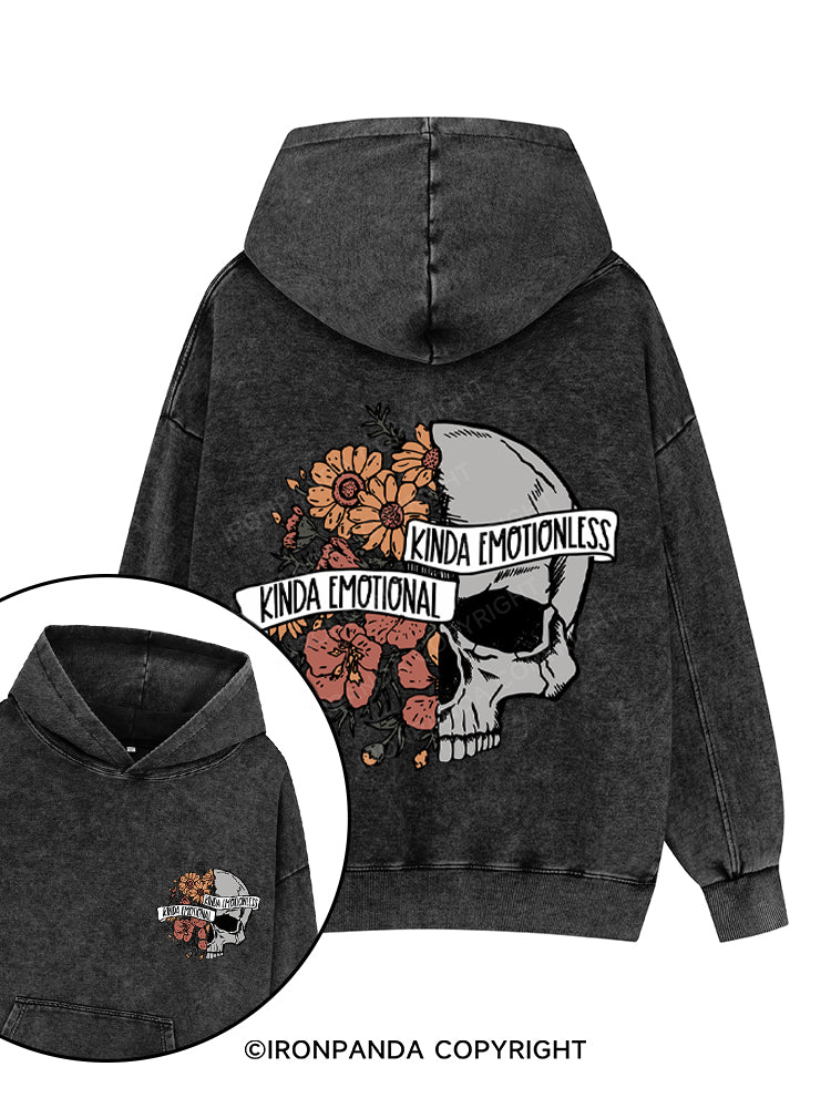 KINDA EMOTIONAL KINDA EMOTIONLESS Printed Washed Gym Hoodie