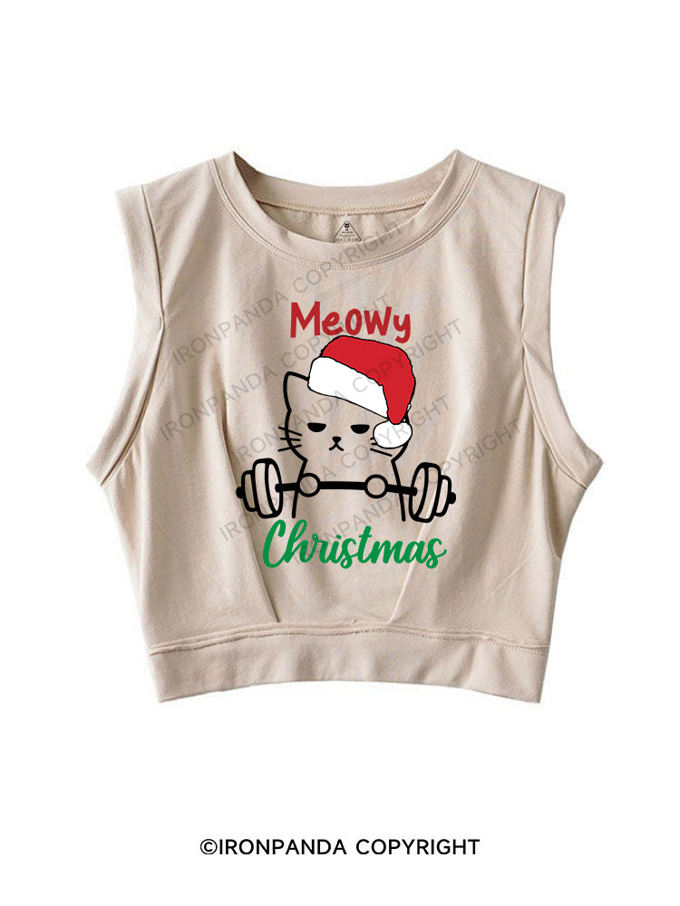 Meowy Christmas SLEEVELESS CROP TOPS