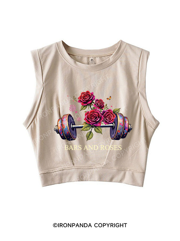BARS AND ROSES SLEEVELESS CROP TOPS