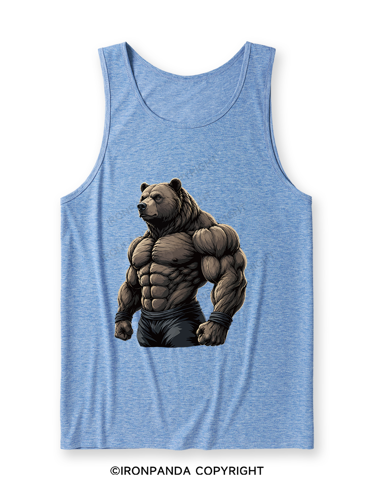 Muscular Bear Bodybuilder Performance Ultra Soft Heather Tank