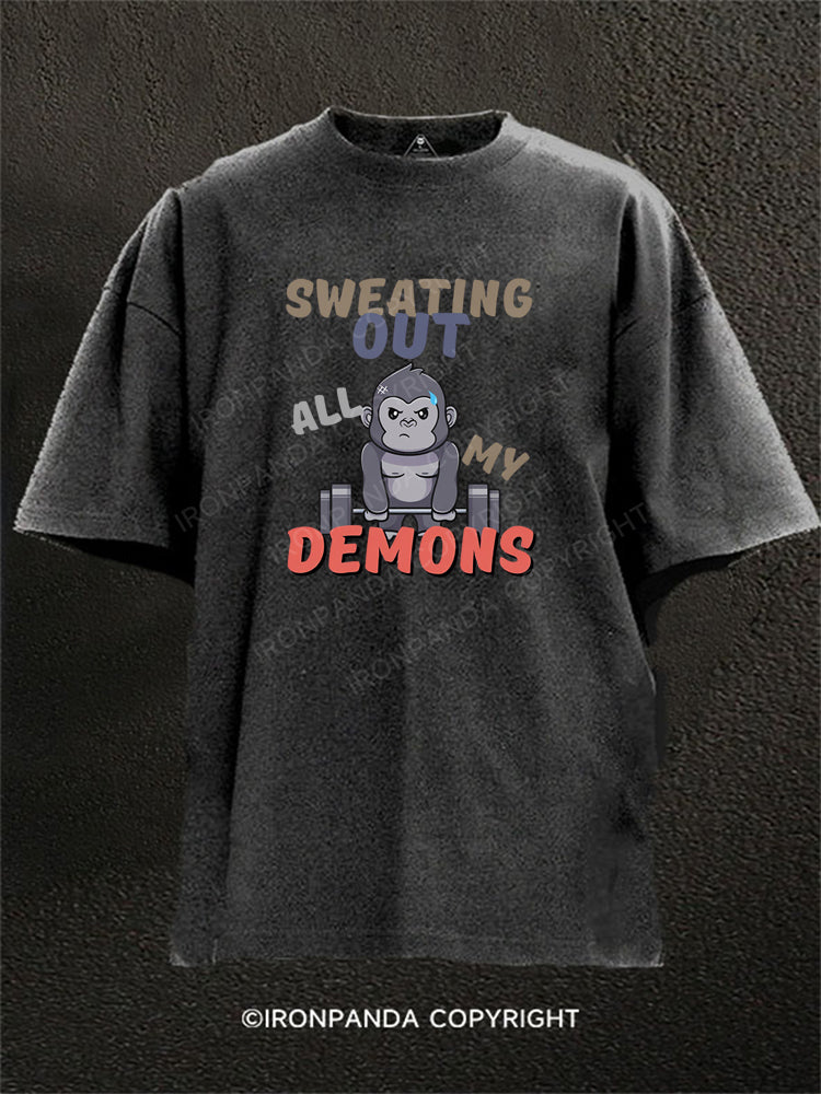 SWEATING OUT ALL MY DEMONS GORILLA Washed Gym Shirt